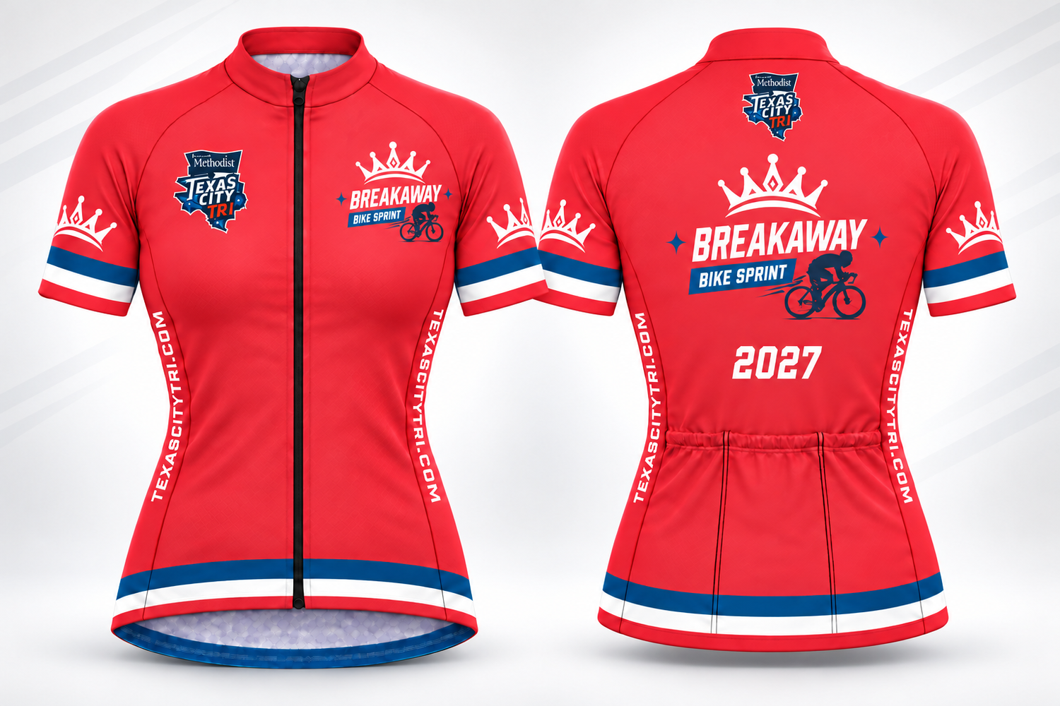 The Breakaway Queen championship bike jersey, front and back