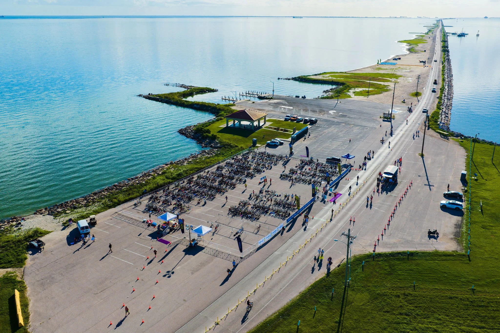 Aerial view of transition beside the dike