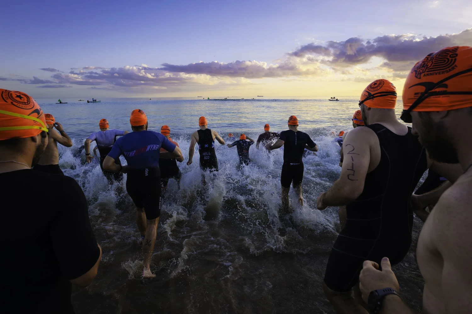 Texas City multisport athlete racing beside Galveston Bay