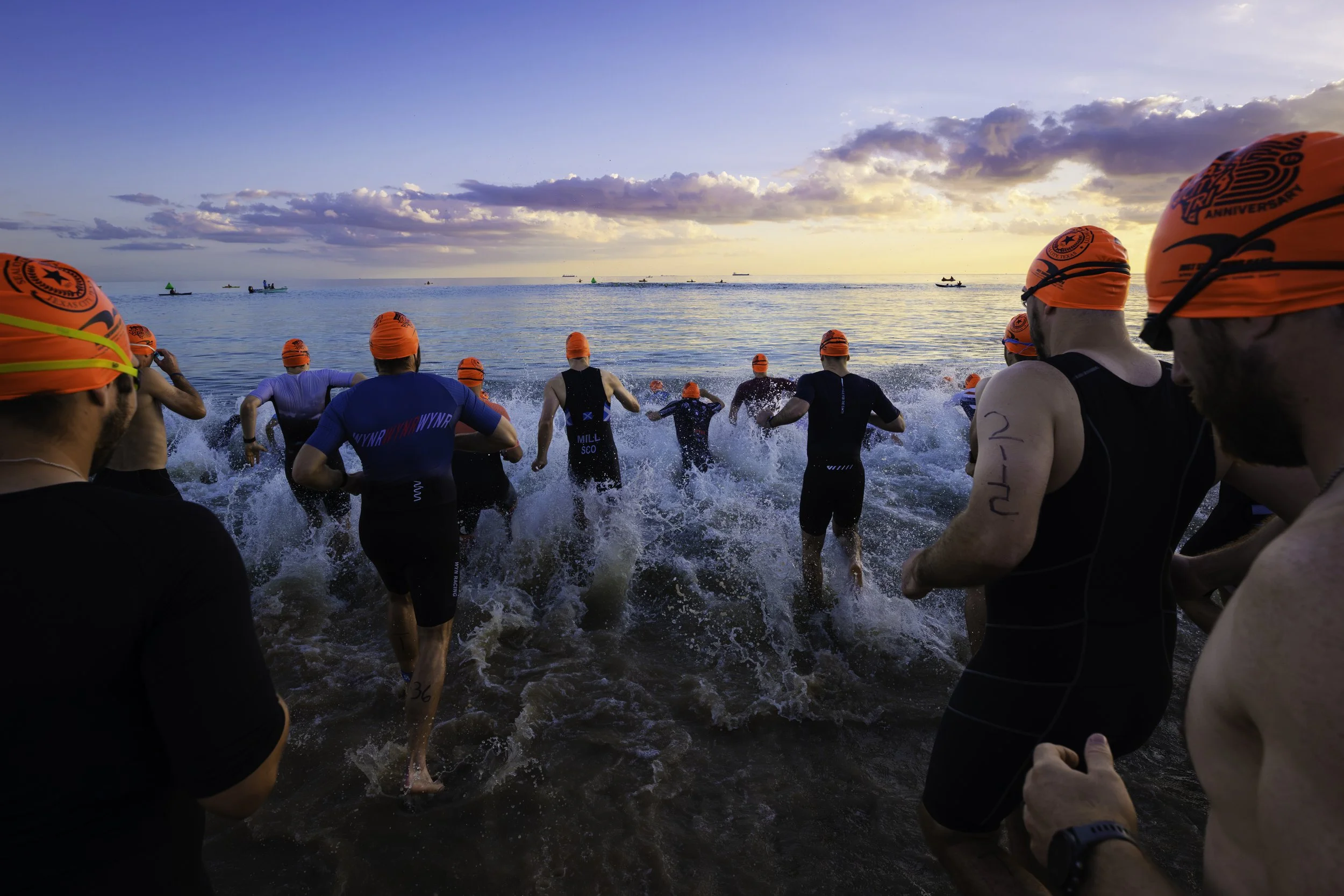 Texas City multisport athletes racing beside Galveston Bay