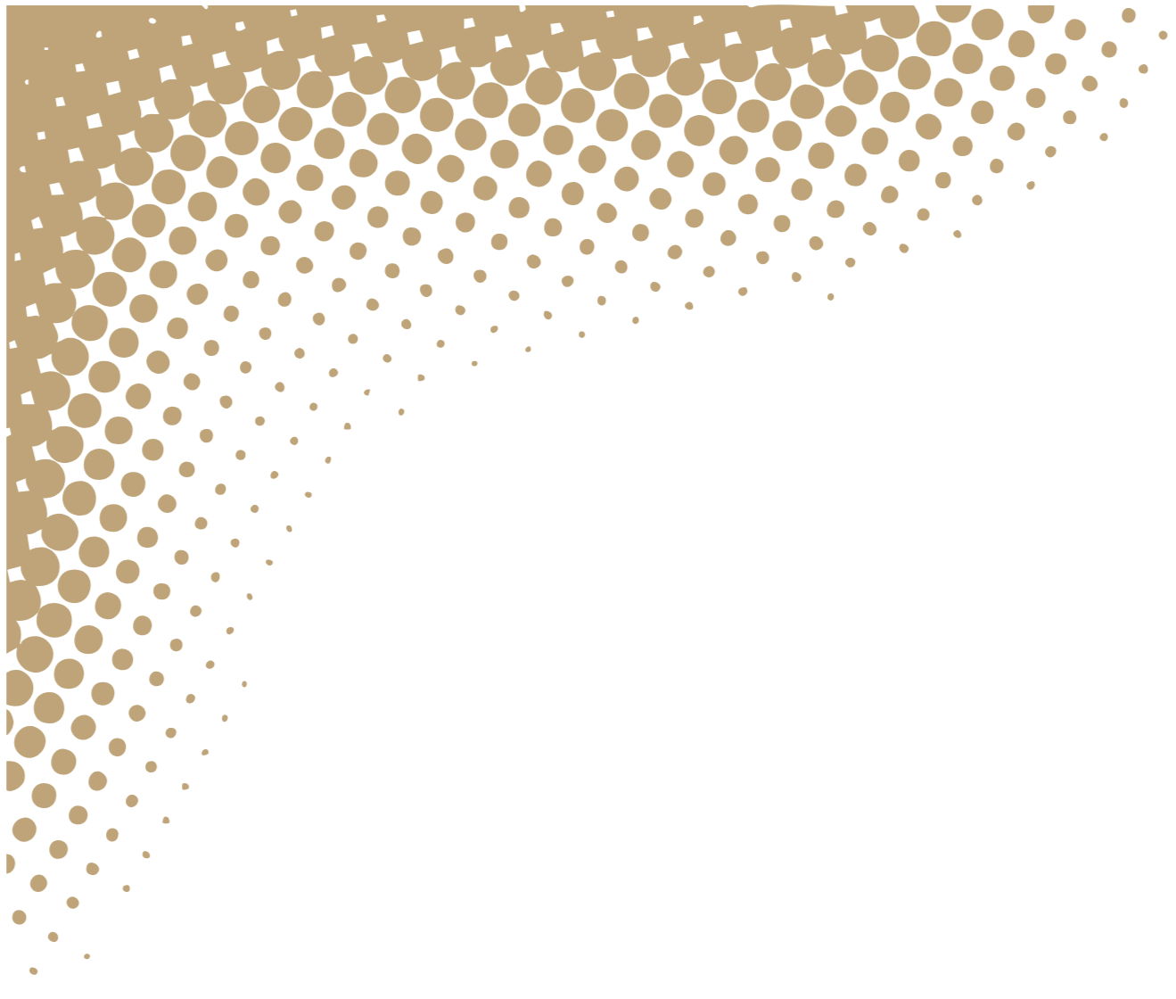 Illustration mit einem goldfarbenen Muster aus verschwommenen Punkten auf beige und schwarzem Hintergrund.