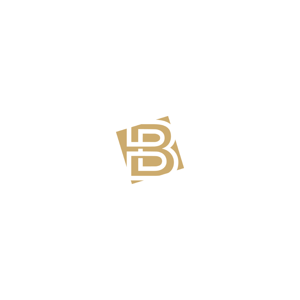 QR-Code mit einem goldenen Logo in der Mitte, das den Buchstaben 'B' zeigt.