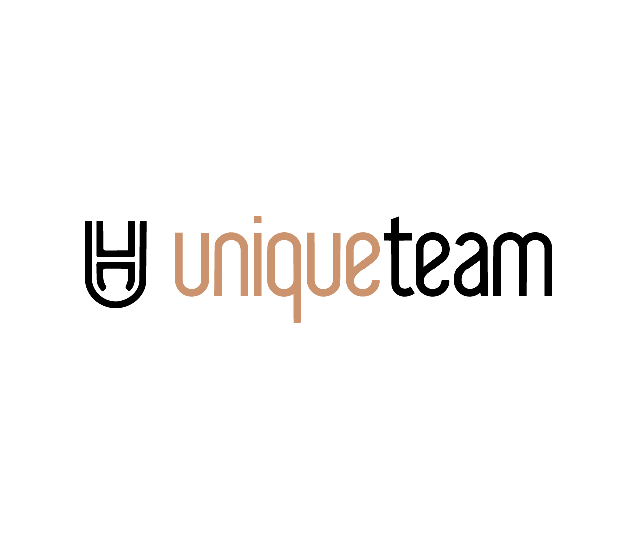 Black background with the word 'unique' written in brown lowercase letters and a cloud-like shape above it.