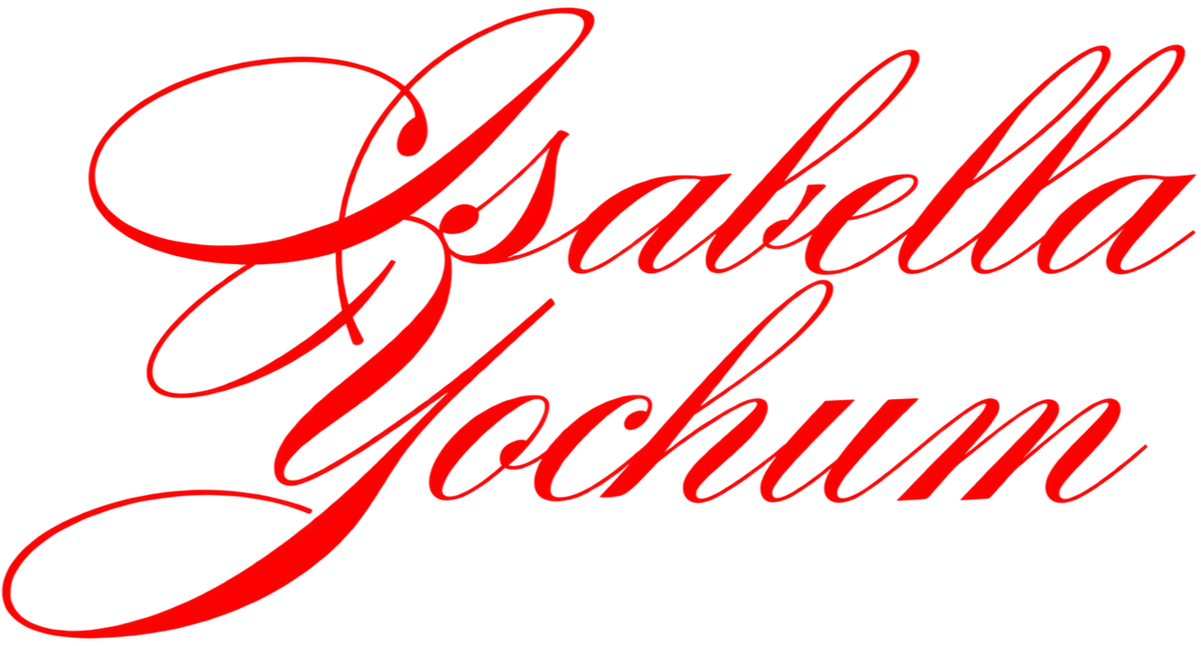 Red cursive text reading 'Isabella Yachoum' on a black background.