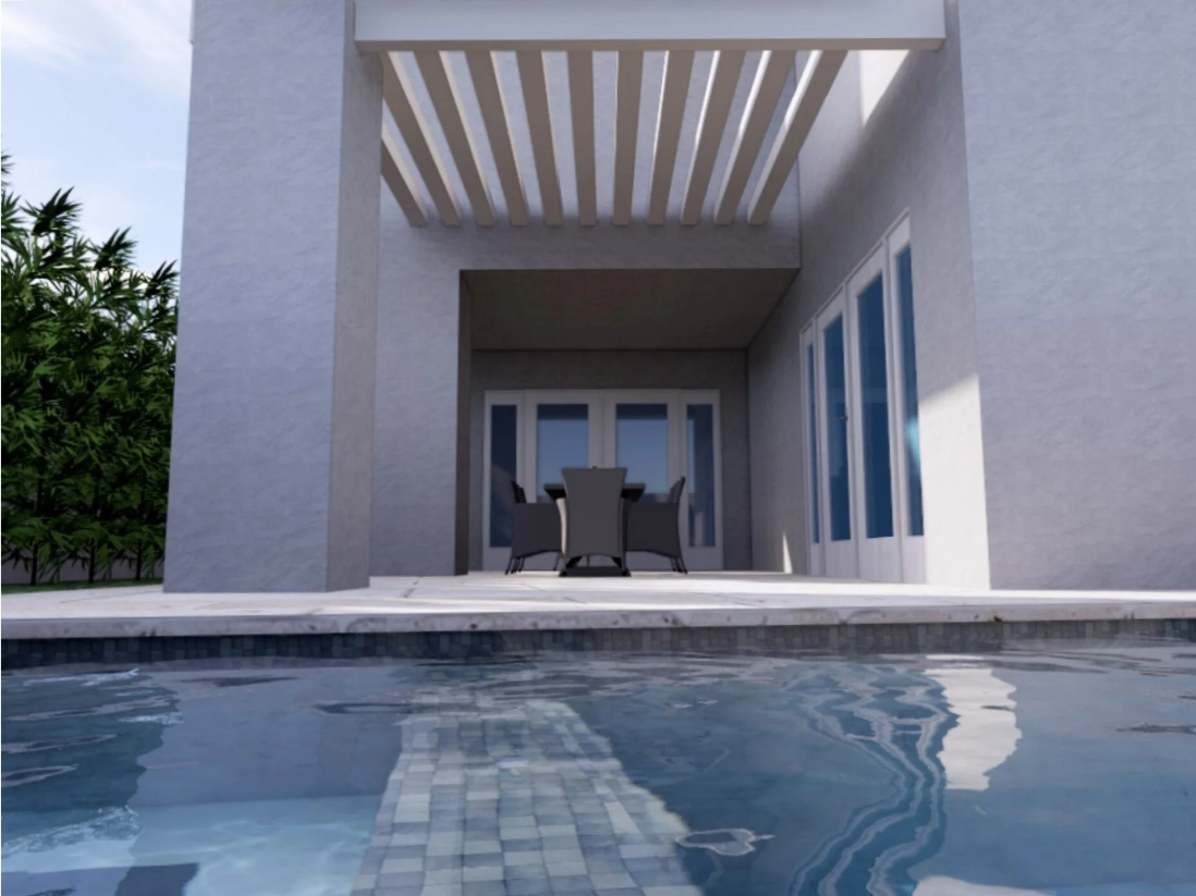 Pool and patio design rendering for a residential outdoor living project
