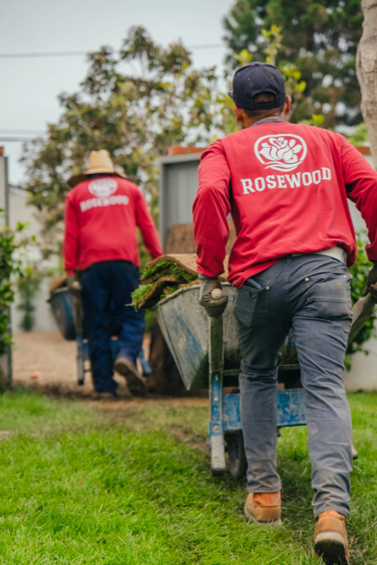 Rosewood Landscape crew working on a residential landscape installation project
