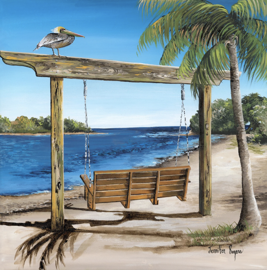 Beach Bench Swing Canvas Art #124