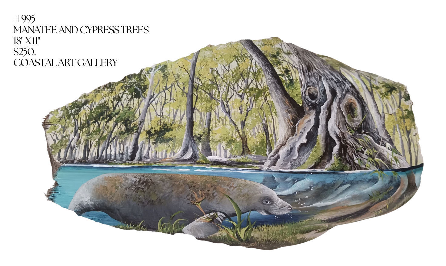 Manatee and Cypress Trees Art Piece