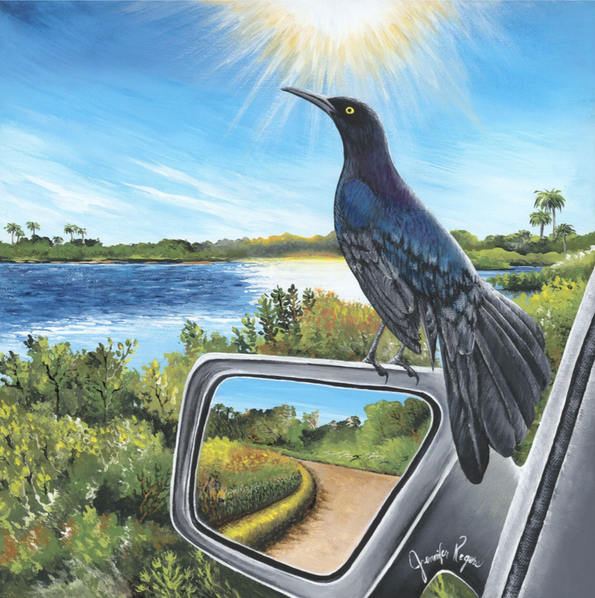 Crackle on the Rear View Mirror Canvas Art #125