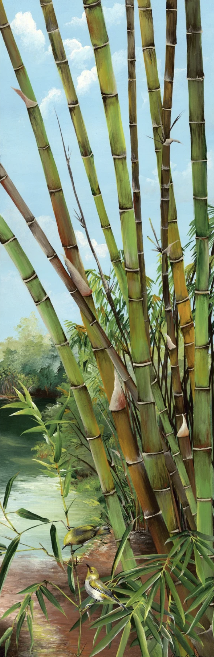 Bamboo with yellow warblers