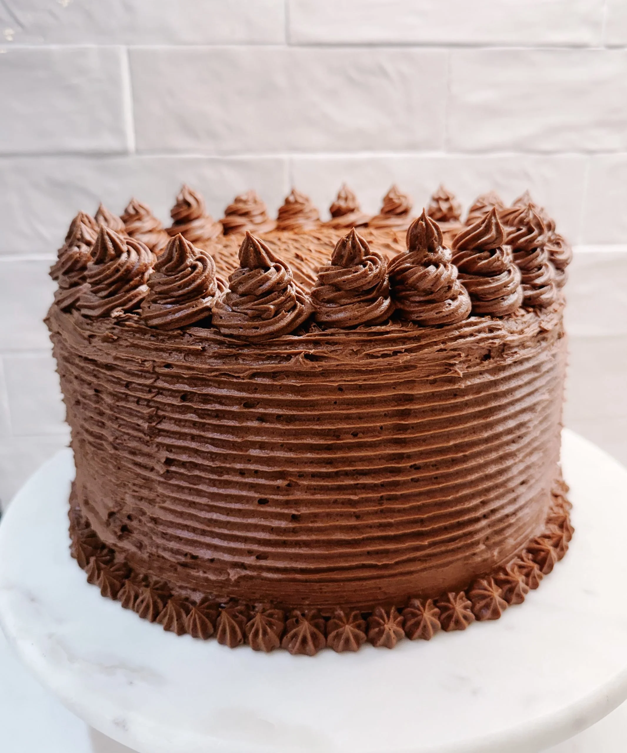 Moist Yellow Cake with Chocolate Frosting