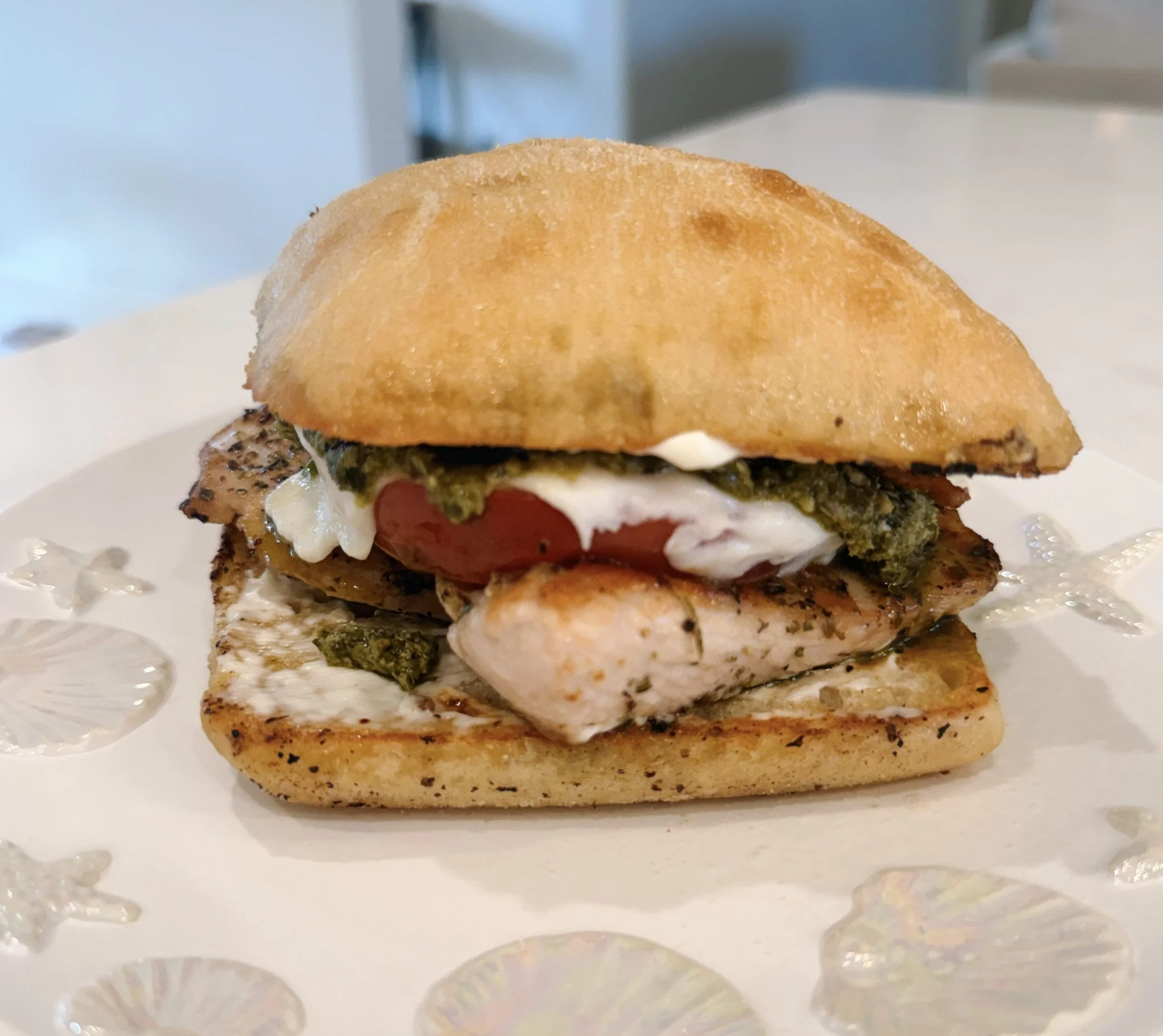 The Best Pesto Chicken Sandwich with Fresh Mozzarella &amp; Bacon