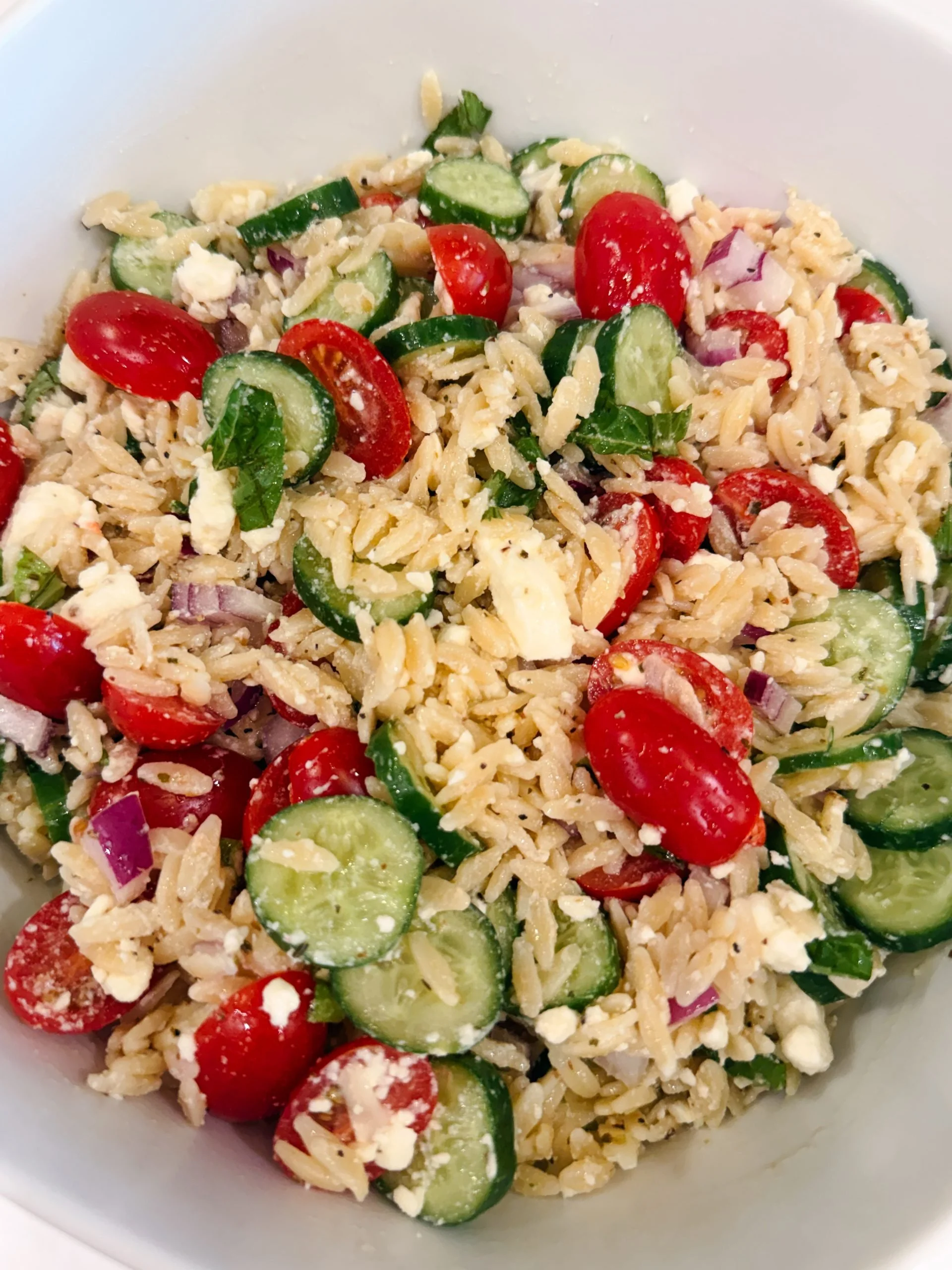 Orzo Pasta Salad with Feta &amp; Lemon Dressing