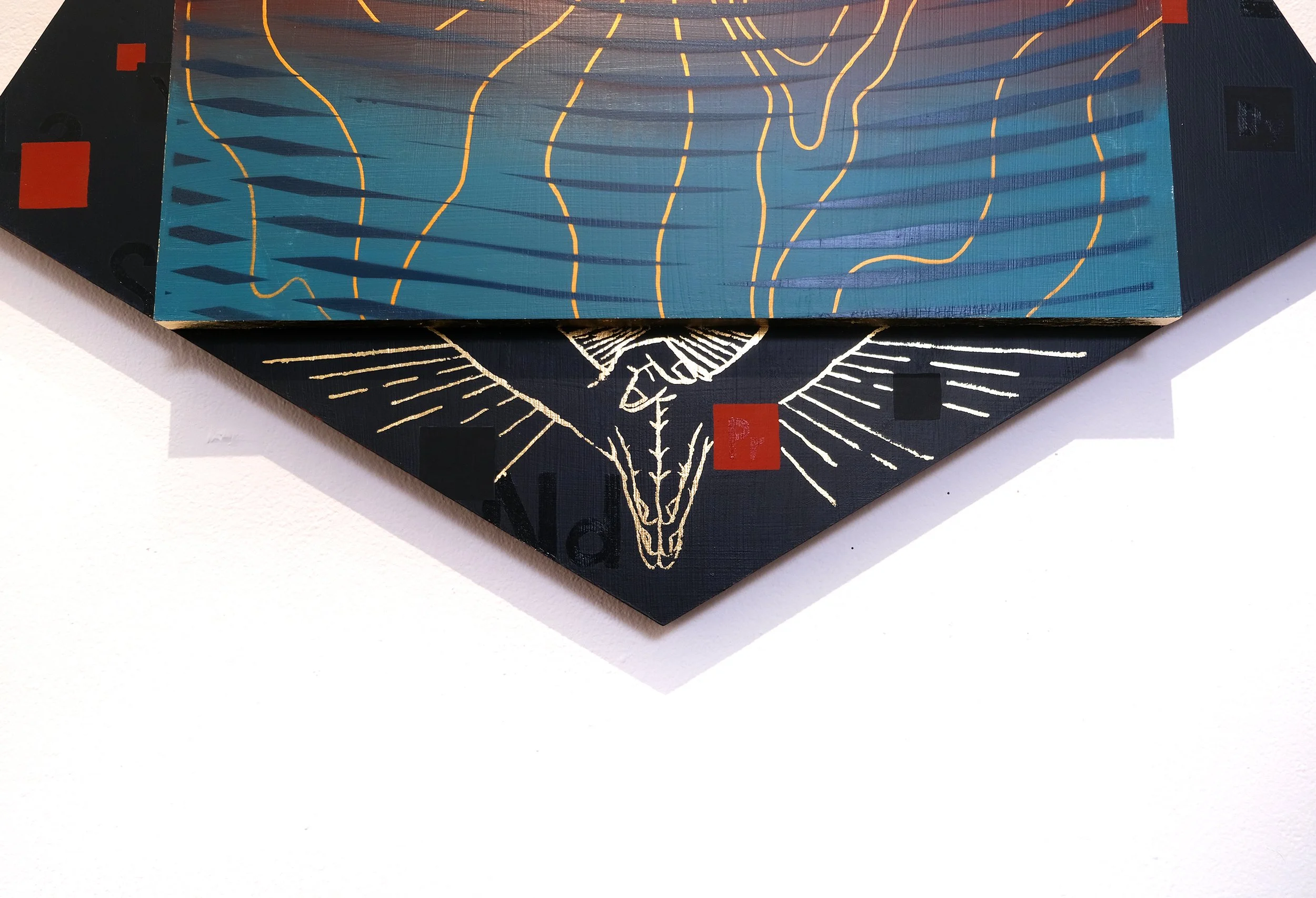Avarus (detail)
2026
36 × 30 x 2.25 inches
Acrylic, acrylic mediums, spray paint on
custom-shaped MDF wood panels