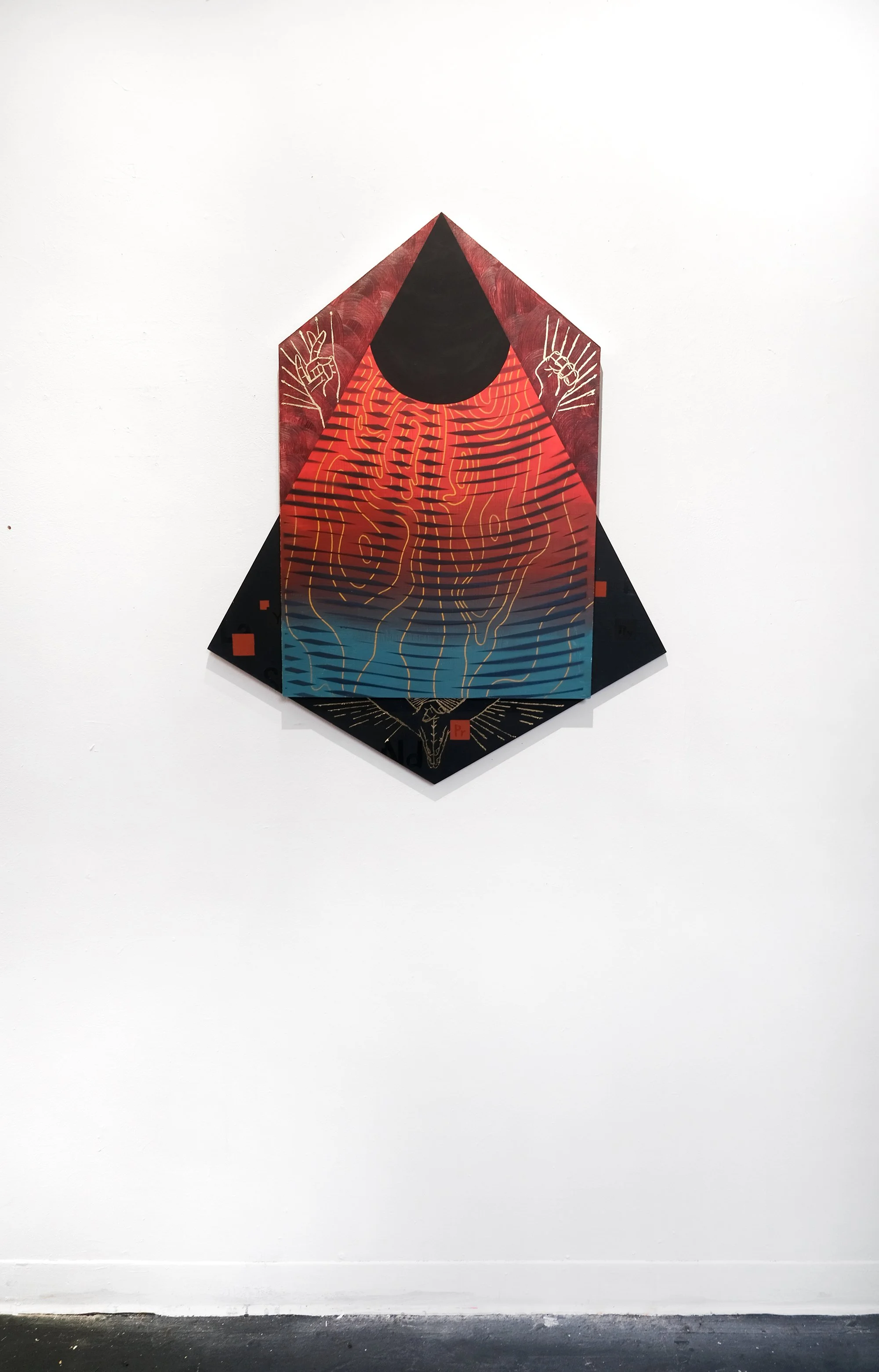 Avarus (install)
2026
36 × 30 x 2.25 inches
Acrylic, acrylic mediums, spray paint on
custom-shaped MDF wood panels