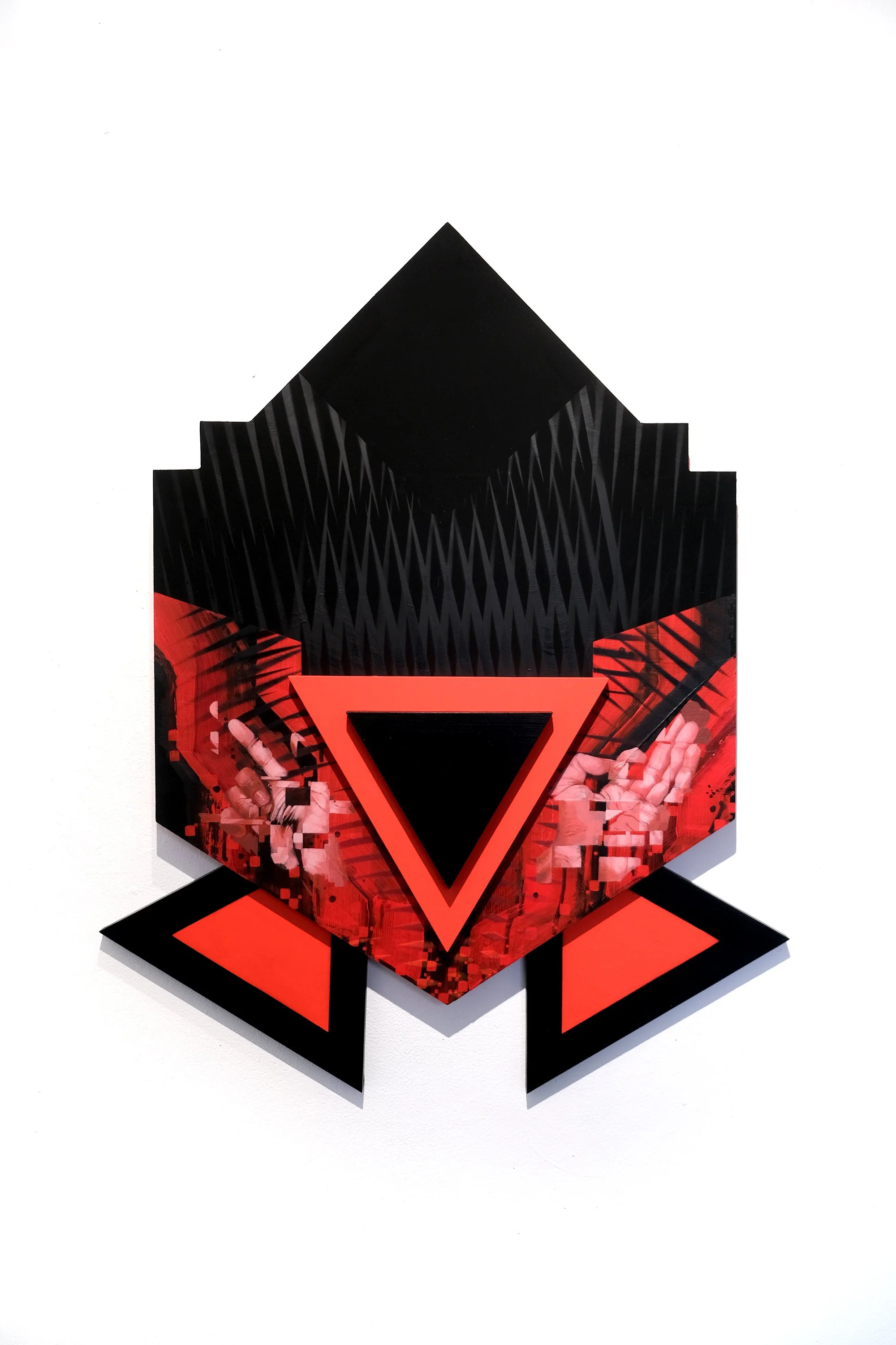 Maat
2026
34 × 29 x 3 inches
Acrylic, acrylic mediums, spray paint on
custom-shaped MDF wood panels