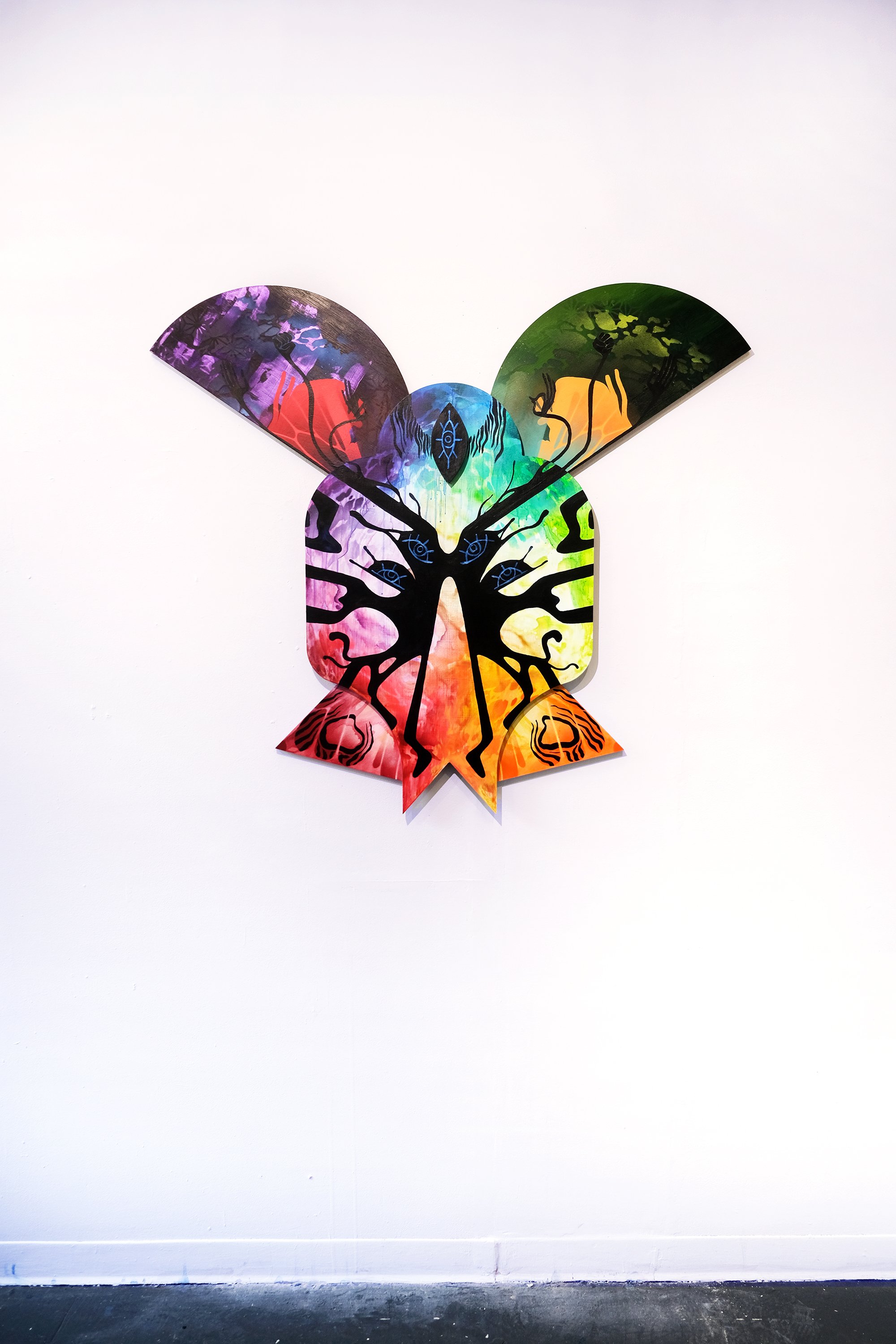 Myuzu (install)
2026
45 × 50 x 2.25 inches
Acrylic, acrylic mediums, spray paint on
custom-shaped MDF wood panels