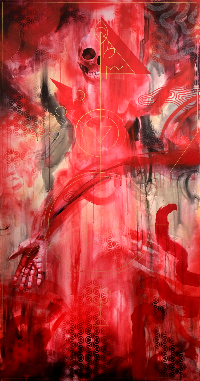 Anaglyphid (detail)
2025
72 x 36 & 72 x 36 inches
Acrylic and spray paint on canvas