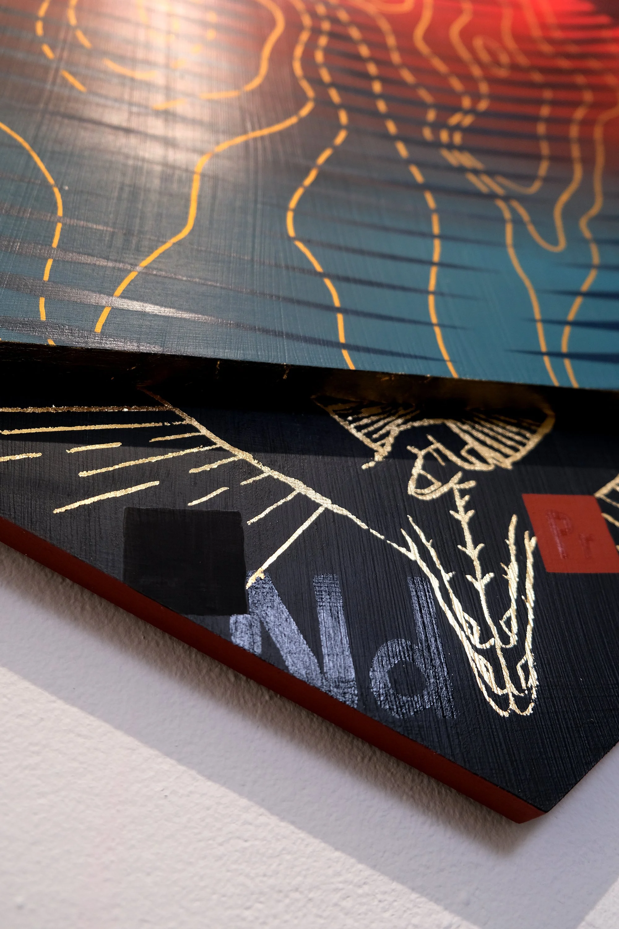 Avarus (detail)
2026
36 × 30 x 2.25 inches
Acrylic, acrylic mediums, spray paint on
custom-shaped MDF wood panels