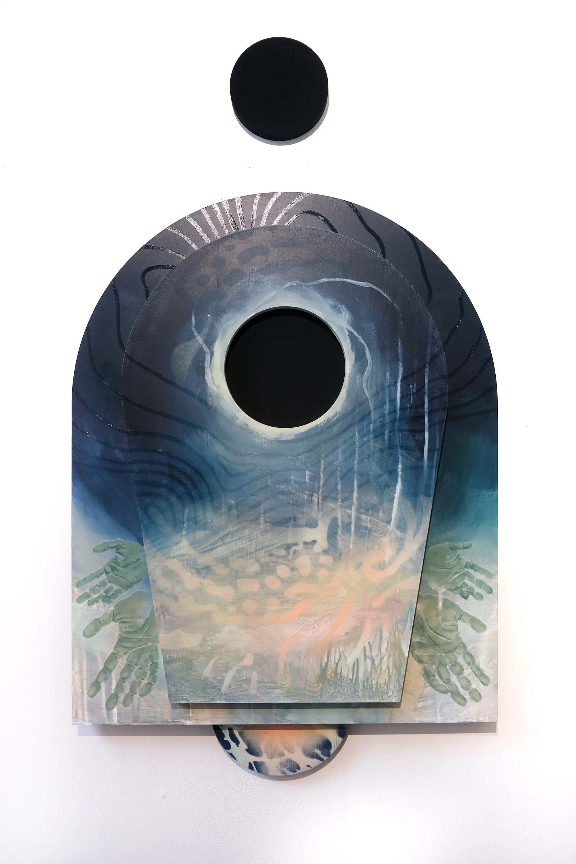 Entropia 
2026
42 × 24 x 2.25 inches
Acrylic, acrylic mediums, spray paint on
custom-shaped MDF wood panels
