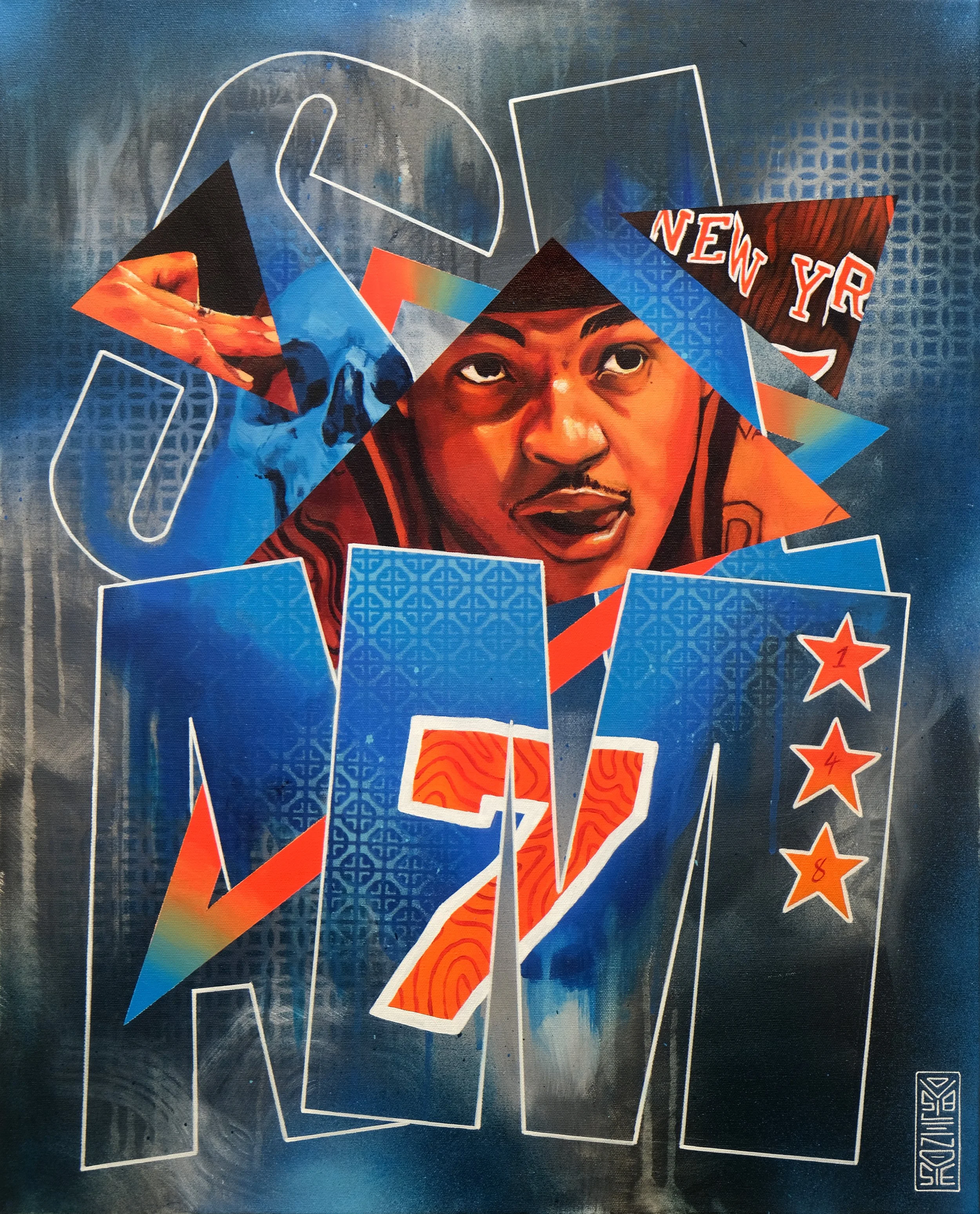 Stay Me7o
2024
30 × 24 inches
Acrylic and spray paint on canvas