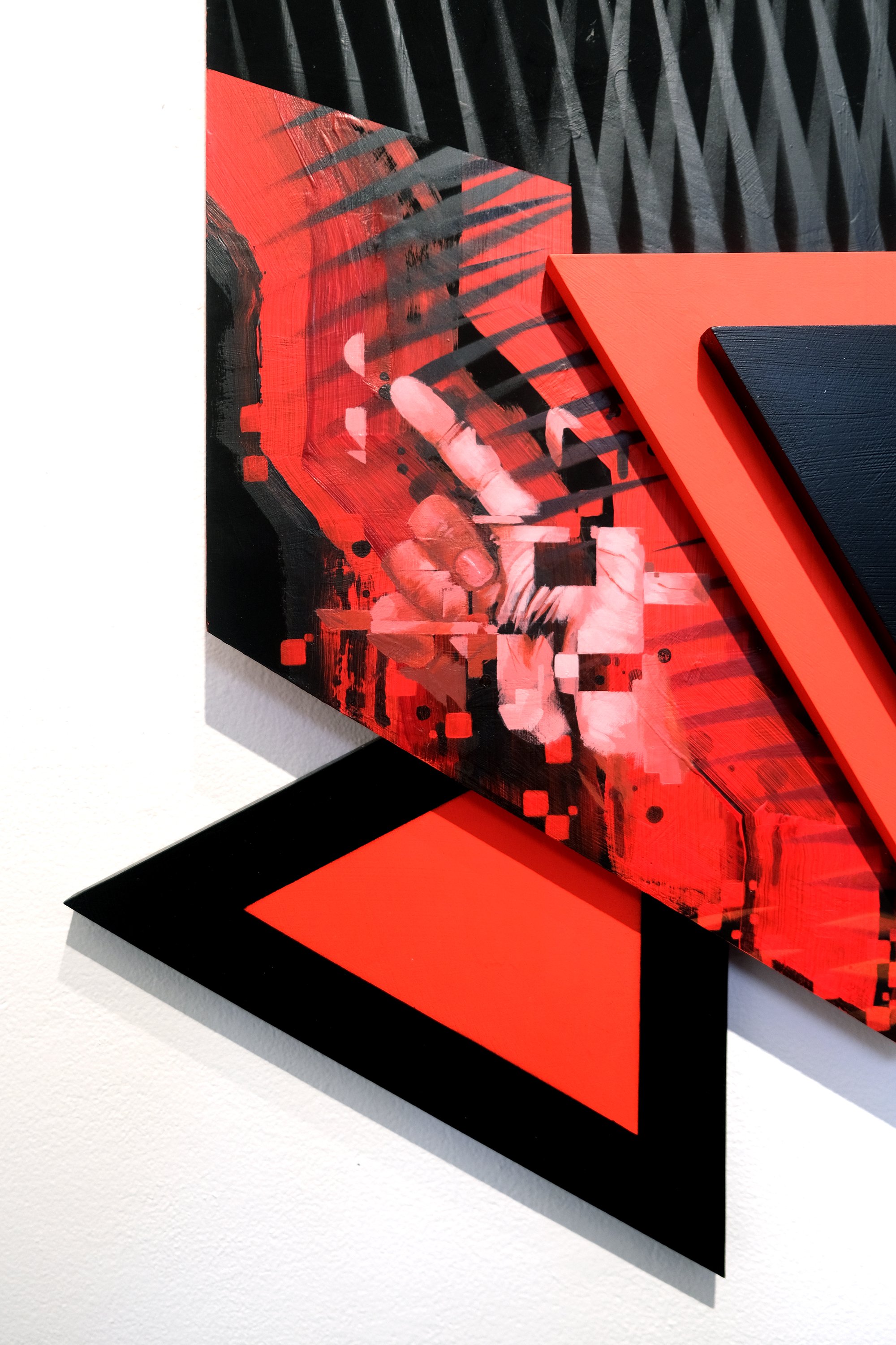 Maat (detail)
2026
34 × 29 x 3 inches
Acrylic, acrylic mediums, spray paint on
custom-shaped MDF wood panels