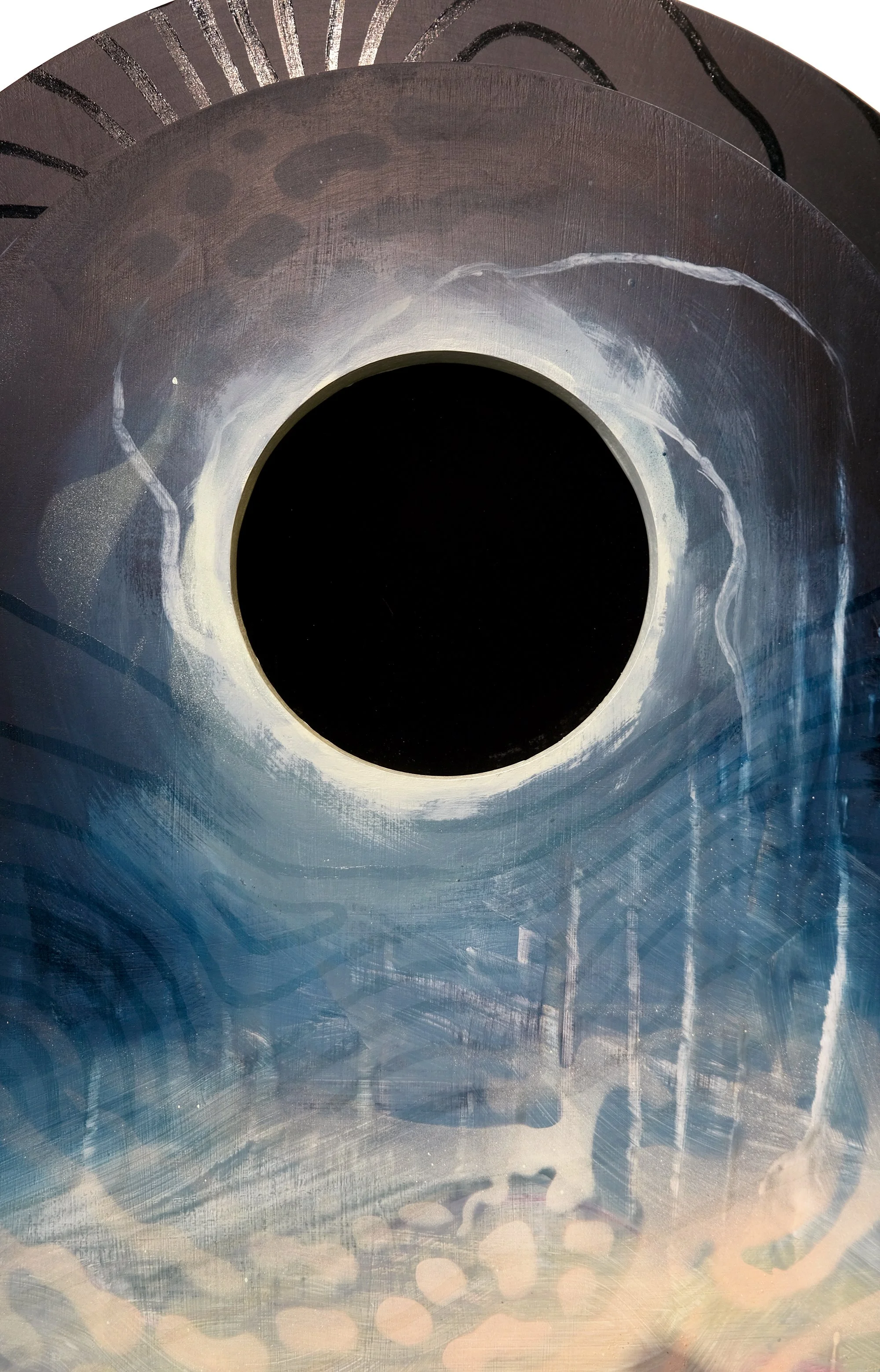 Entropia (detail)
2026
42 × 24 x 2.25 inches
Acrylic, acrylic mediums, spray paint on
custom-shaped MDF wood panels
