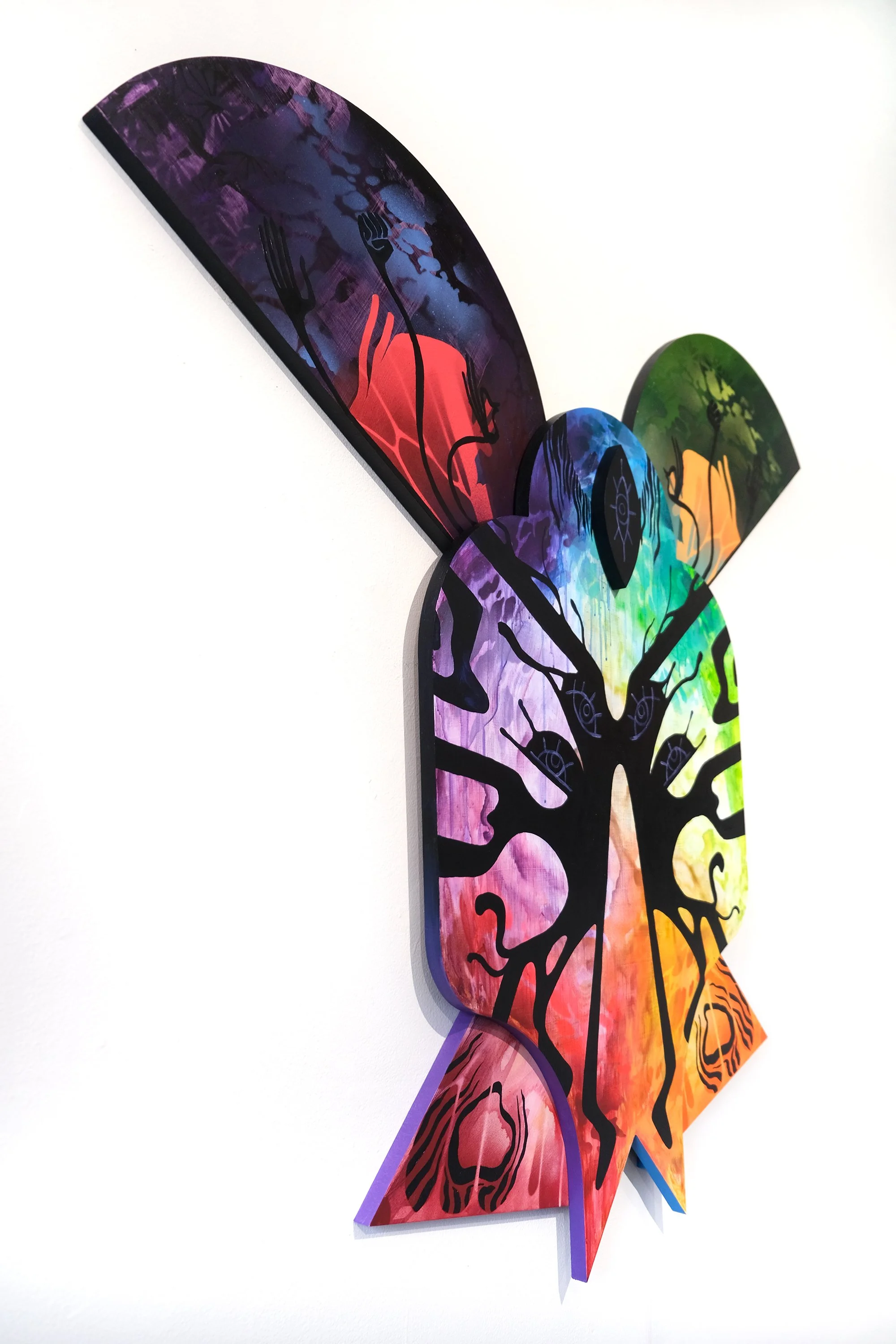 Myuzu (detail)
2026
45 × 50 x 2.25 inches
Acrylic, acrylic mediums, spray paint on
custom-shaped MDF wood panels