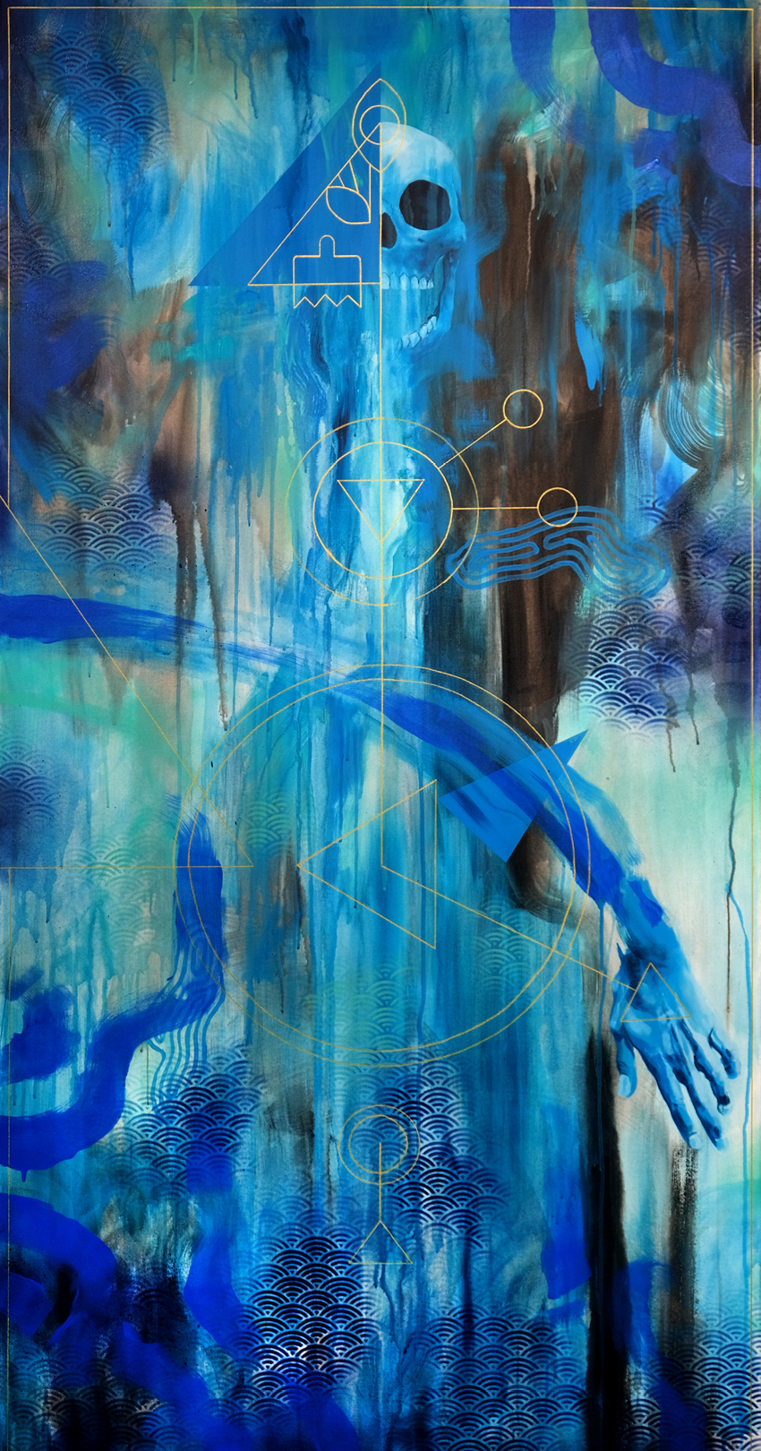 Anaglyphid (detail)
2025
72 x 36 & 72 x 36 inches
Acrylic and spray paint on canvas