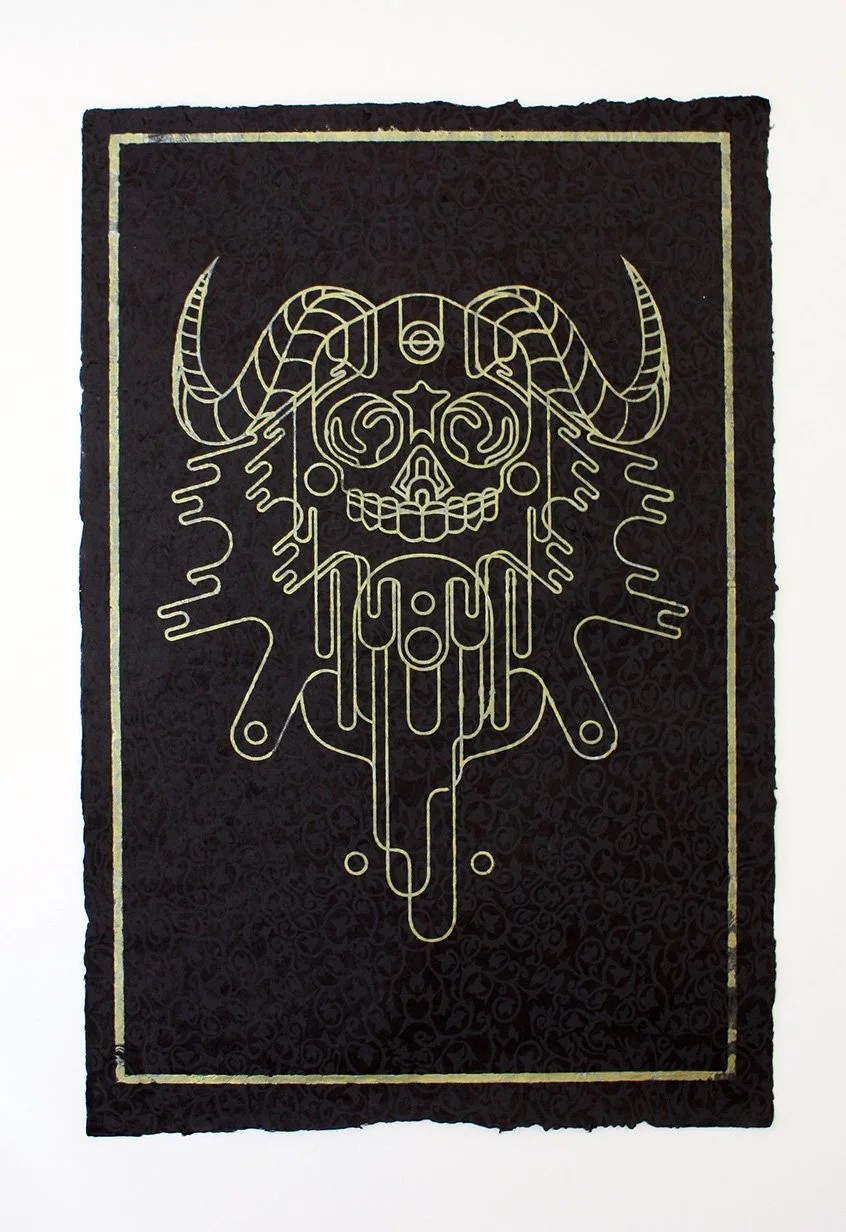 Mesmo Oni (Black)
2014
30 × 20 inches
Hand-pulled silk screen on Nepalese paper