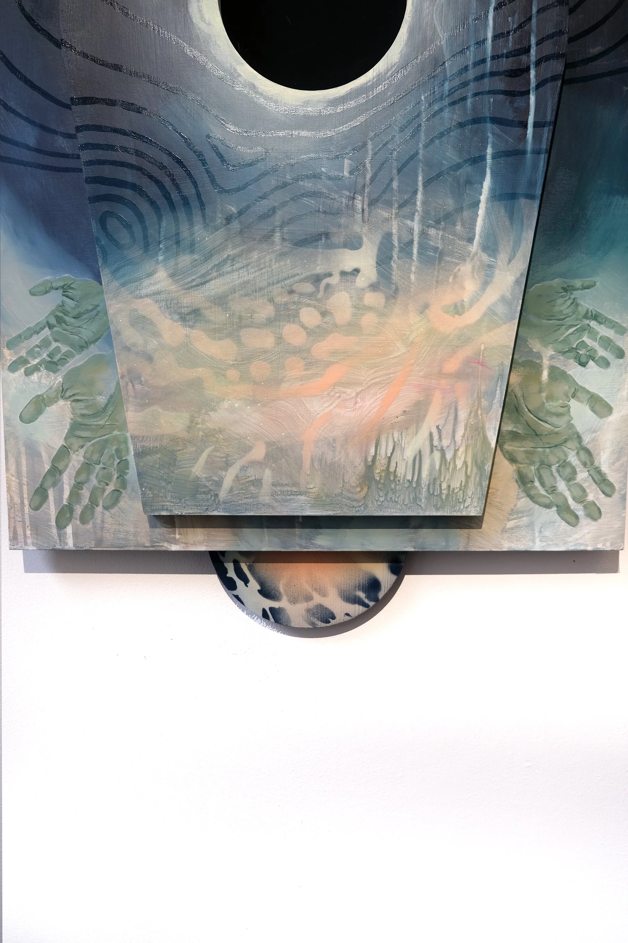 Entropia (detail)
2026
42 × 24 x 2.25 inches
Acrylic, acrylic mediums, spray paint on
custom-shaped MDF wood panels