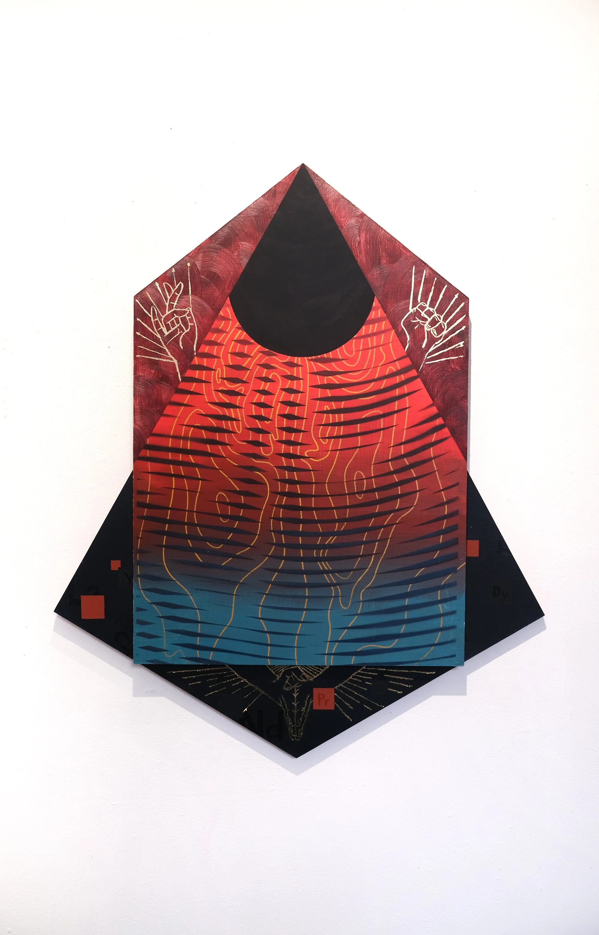 Avarus 
2026
36 × 30 x 2.25 inches
Acrylic, acrylic mediums, spray paint on
custom-shaped MDF wood panels