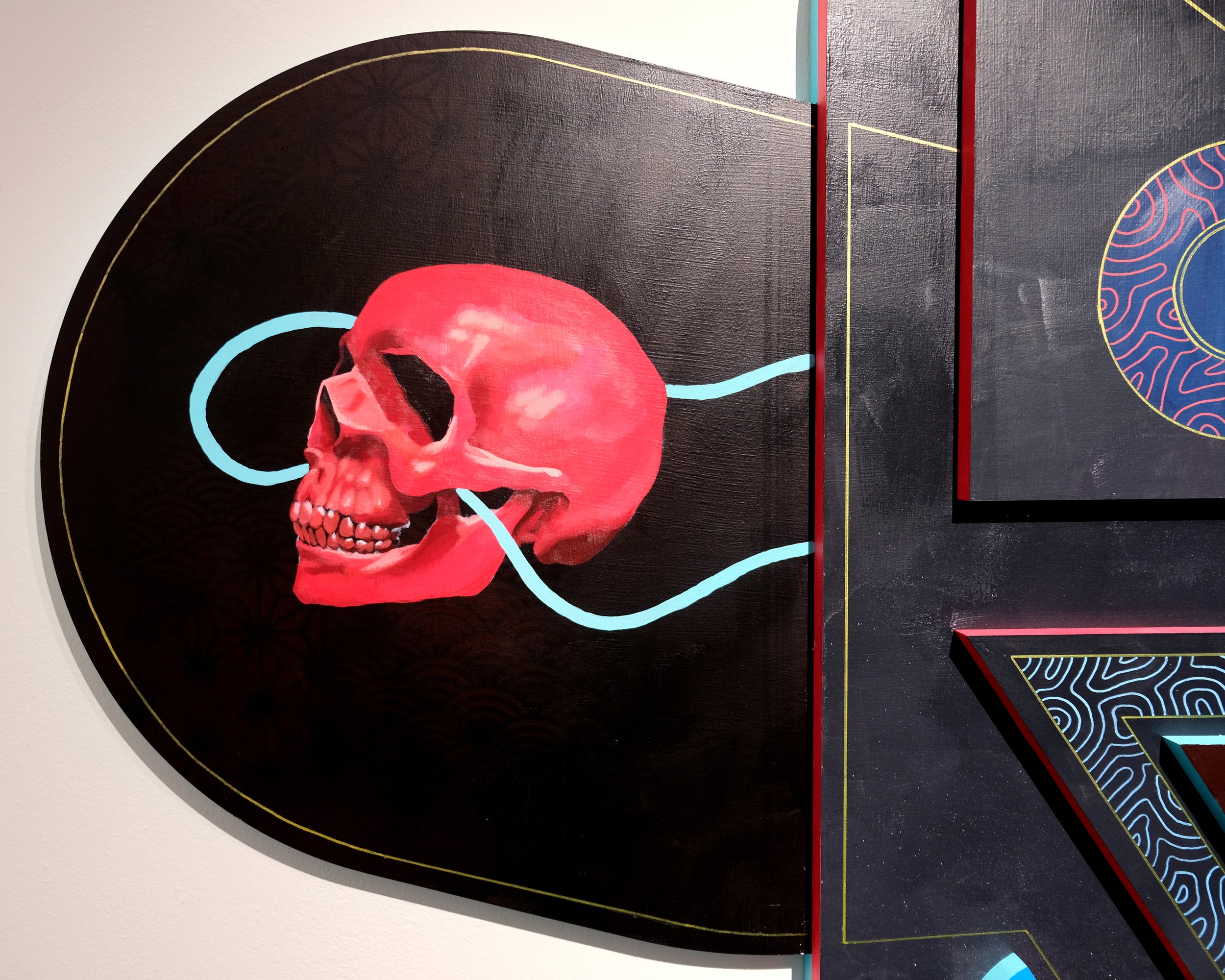 Anaglyphid II: Altar to Pluralism (detail)
2025
48 x 60 x 2.25 inches
Acrylic and spray paint on MDF