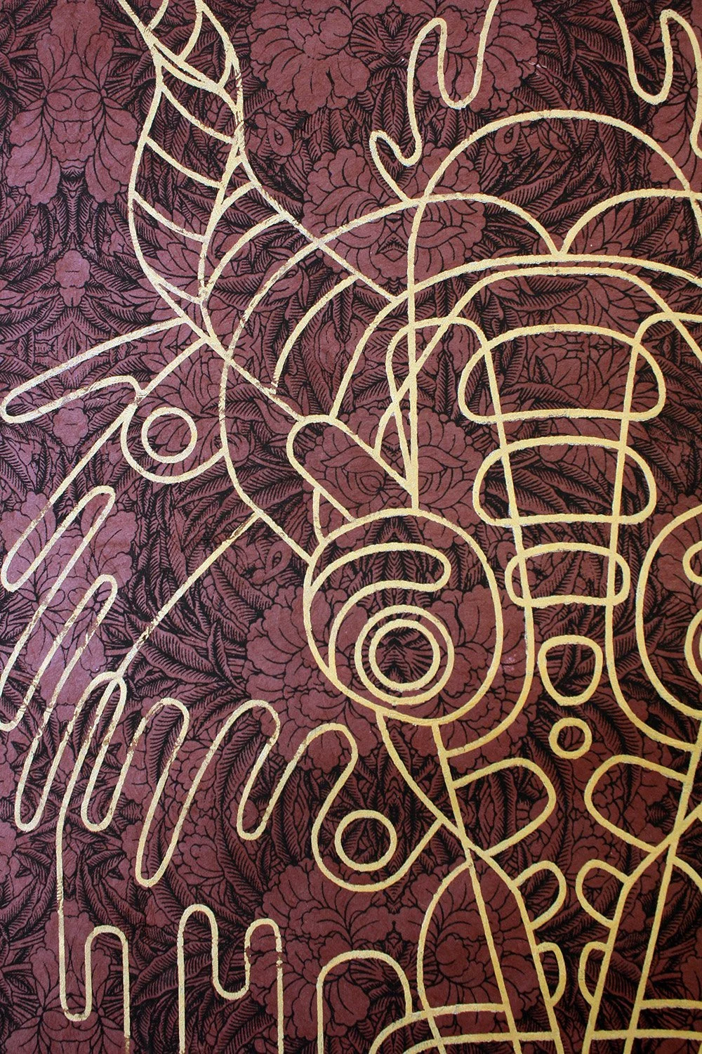 Mesmo Dragon (Brown) Detail
2014
30 × 20 inches
Hand-pulled silk screen on Nepalese paper
