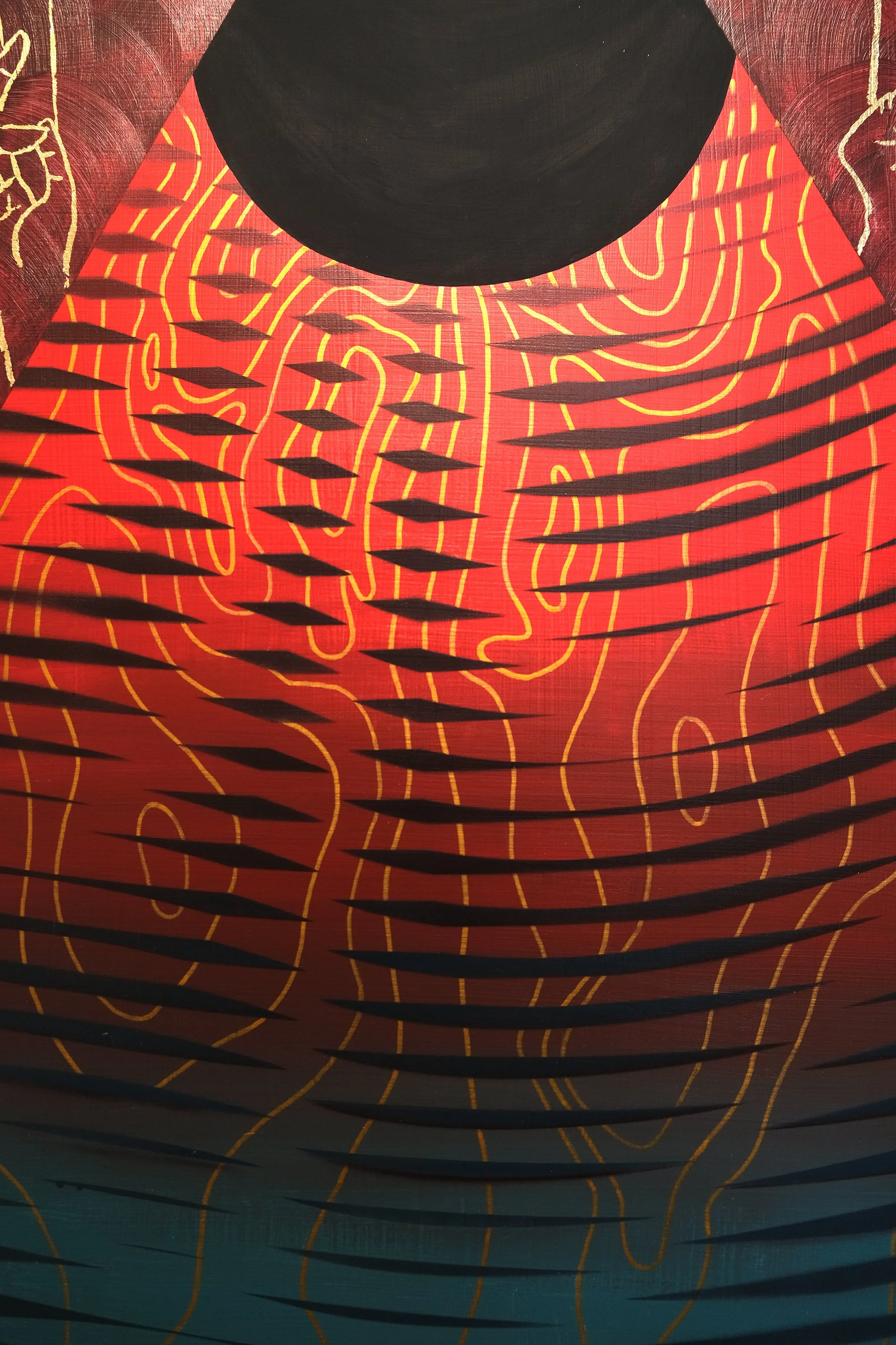 Avarus (detail)
2026
36 × 30 x 2.25 inches
Acrylic, acrylic mediums, spray paint on
custom-shaped MDF wood panels