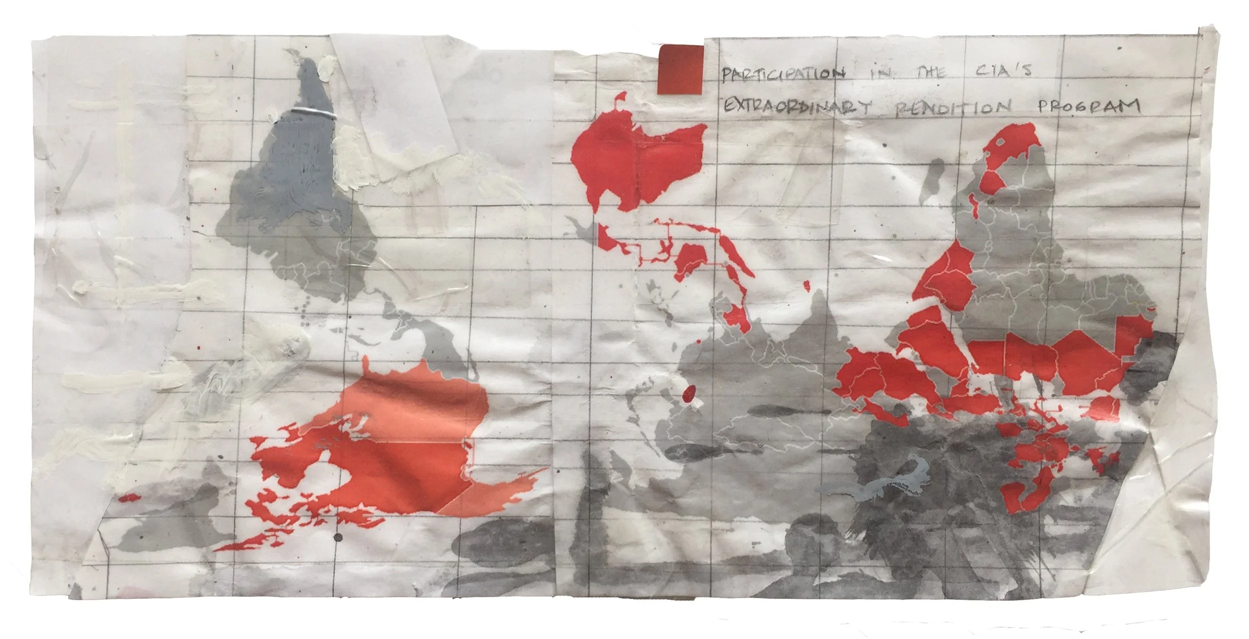 Extraordinary Rendition, 6x10 inches, adhesive tape collage