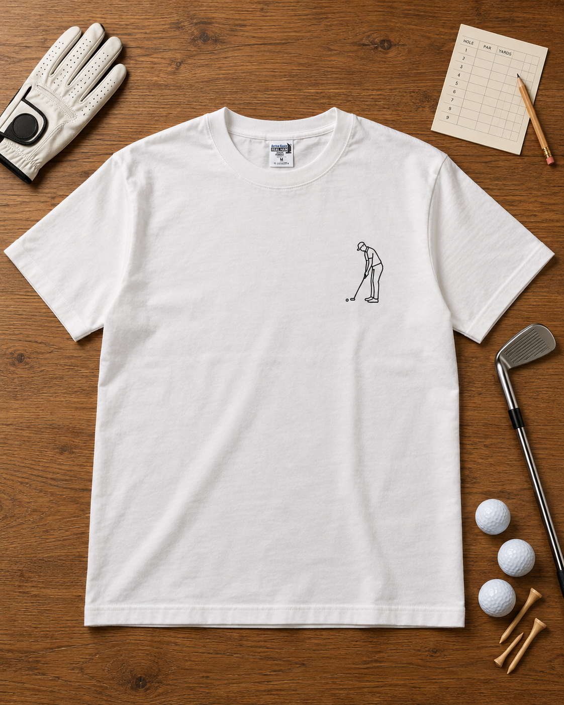 Minimal golfer sketch T-shirt flat lay-1.png