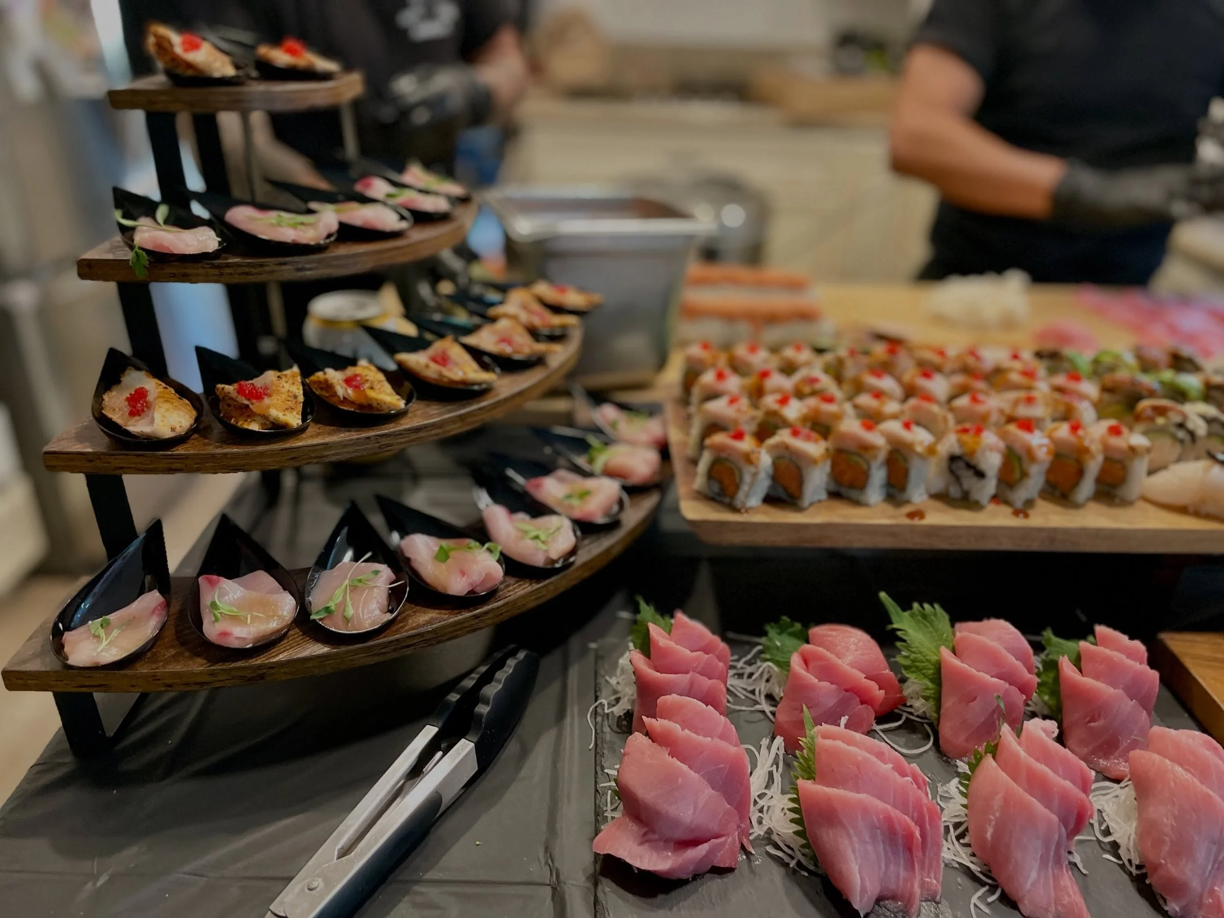 Surprised,

40,

and catered to perfection. 🍣✨ 

Good friends, cold drinks, and a full sushi buffet&mdash;exactly how a milestone birthday should be done. 😌

#sushi #chef #catering #buffet #orangecounty