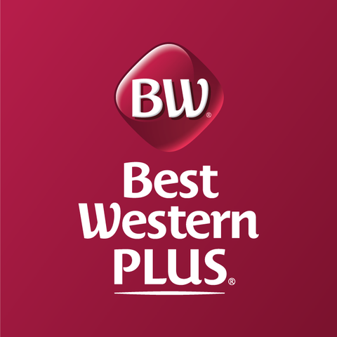 Best Western Plus logo with a maroon background and white text.