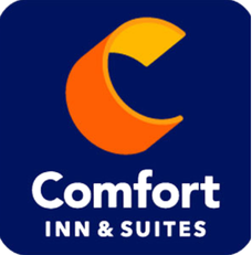 Comfort Inn & Suites logo with a stylized letter C in yellow and orange on a dark blue background.