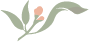 A cartoon-style branch with green leaves and a pink flower
