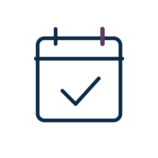 Calendar and checkmark icon representing deliverables, reporting, and due dates.