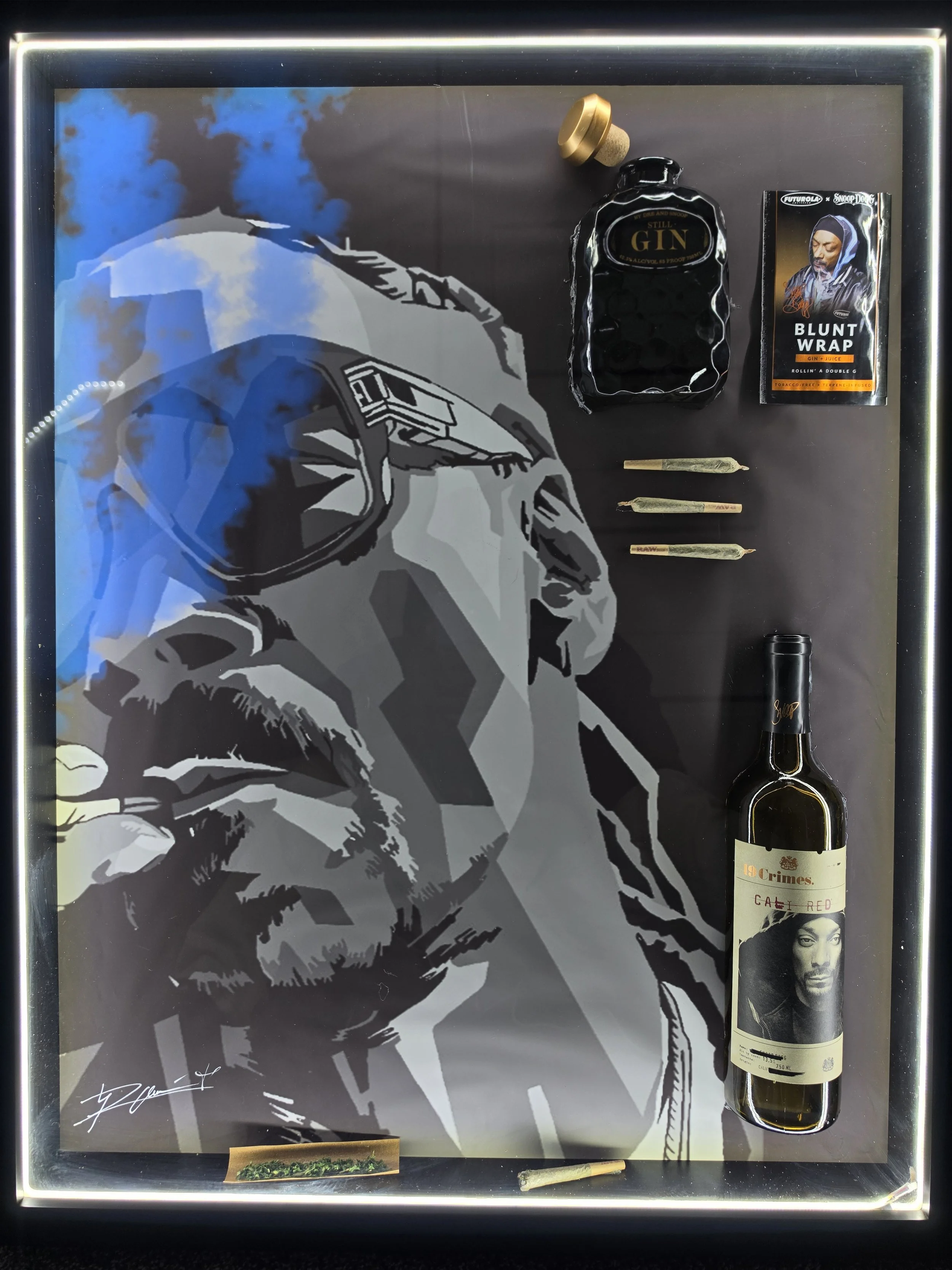 Snoop Dogg Custom Wall Art with Bottles.