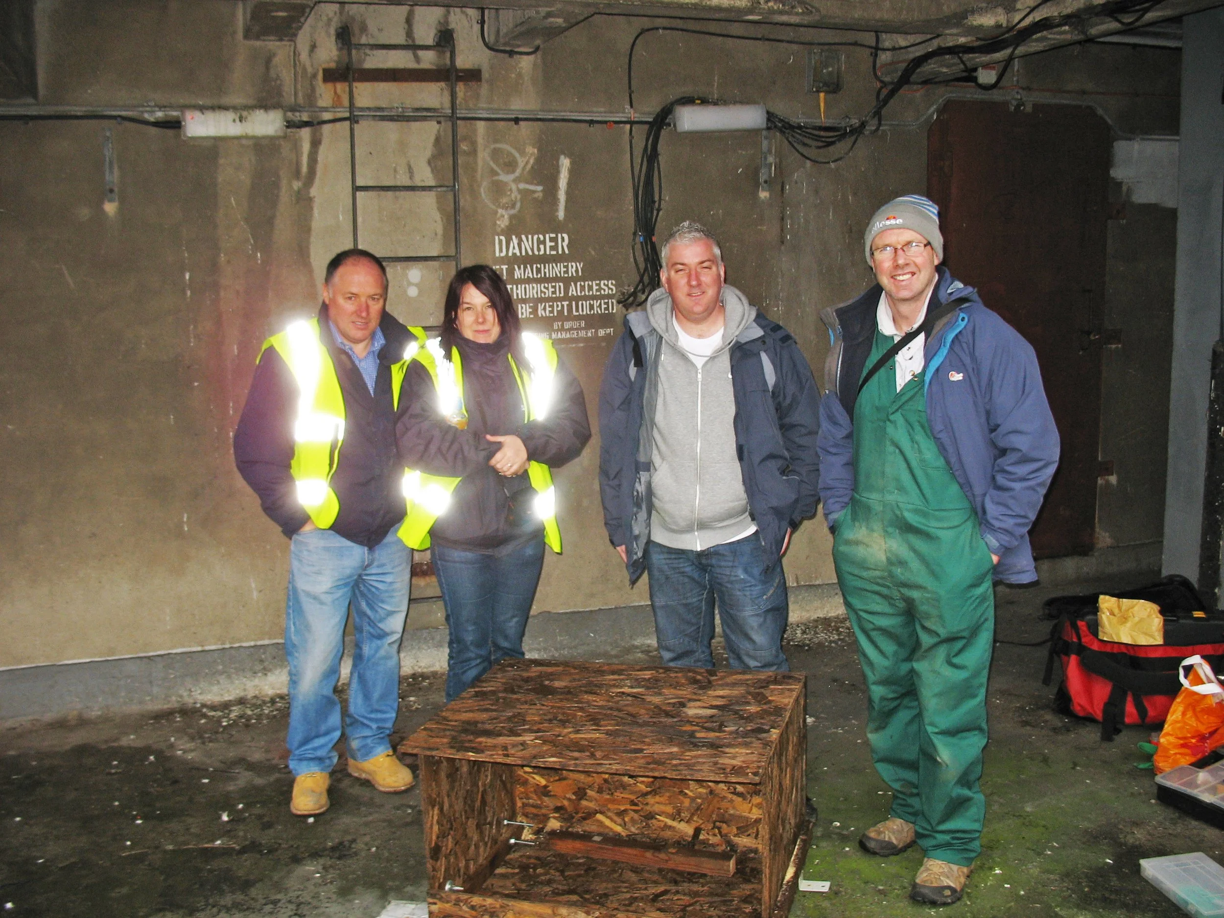 Members of the central Scotland raptor study group and Safedem installing a peregrine falcon nestbox on the red road flats back in 2011