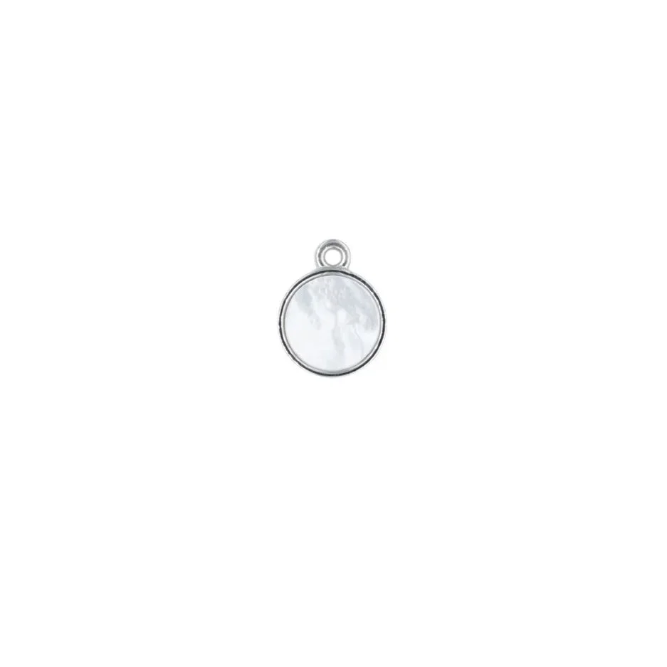 Pendentif en nacre rond argent