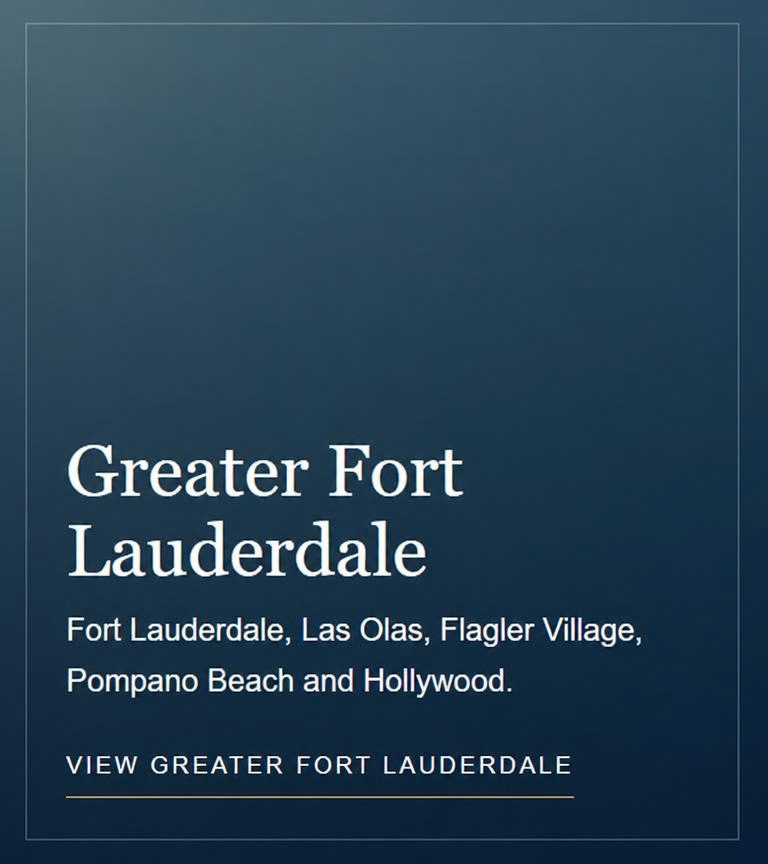 Book cover titled "Greater Fort Lauderdale" listing locations: Fort Lauderdale, Las Olas, Flagler Village, Pompano Beach, Hollywood.