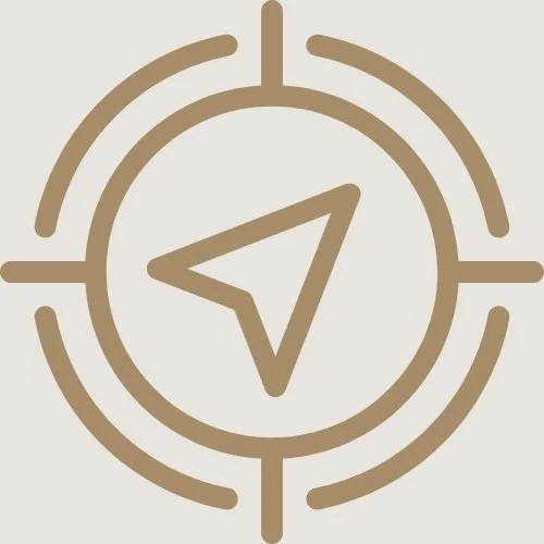 A compass icon with a circular border and directional arrows, representing navigation or guidance.