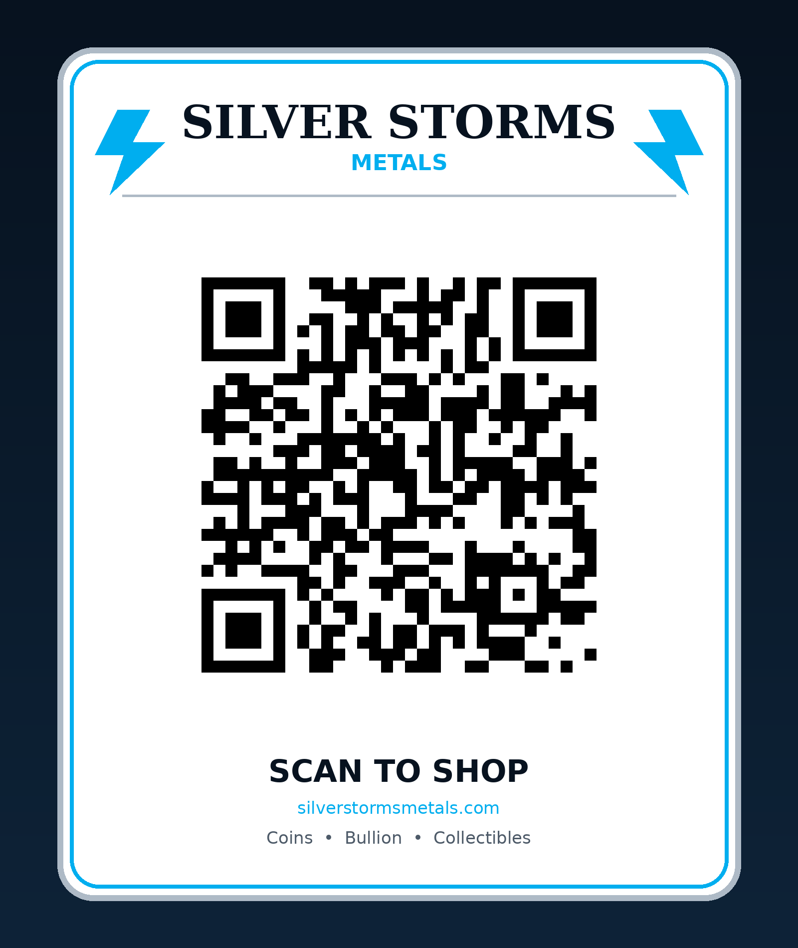 Scan to visit Silver Storms Metals at silverstormsmetals.com
