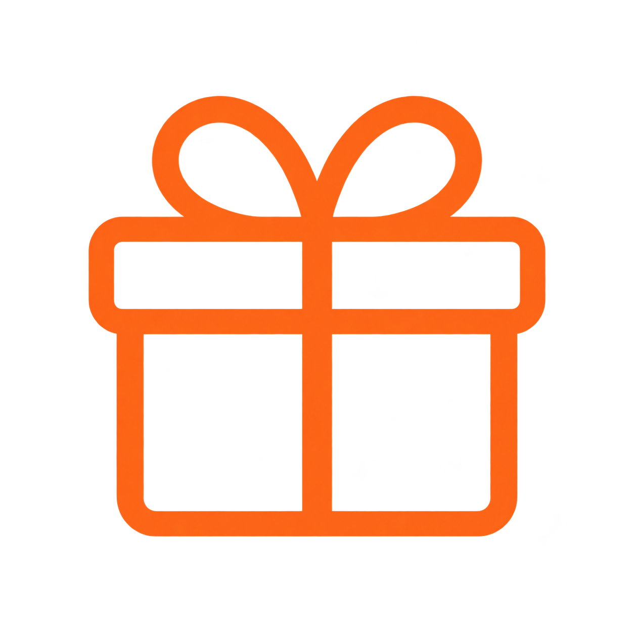 Red neon outline of a wrapped gift box with a bow on top.