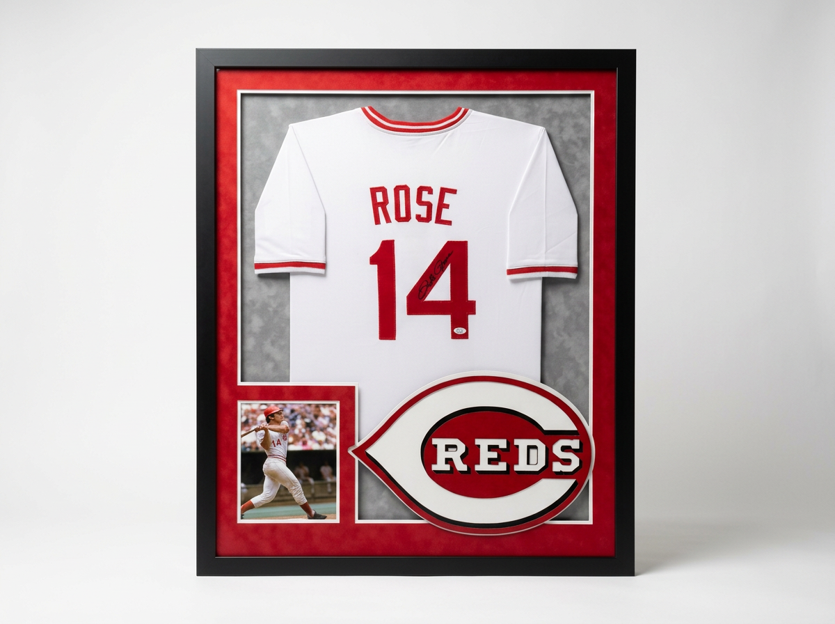 Pete Rose Framed Autographed Jersey